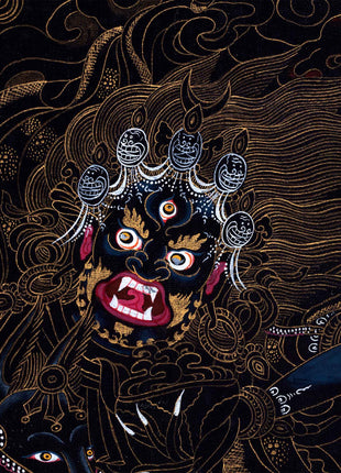 Divine Wrathful Palden Lhamo Thangka Print | Himalayan Artwork | Wall Decorative Art