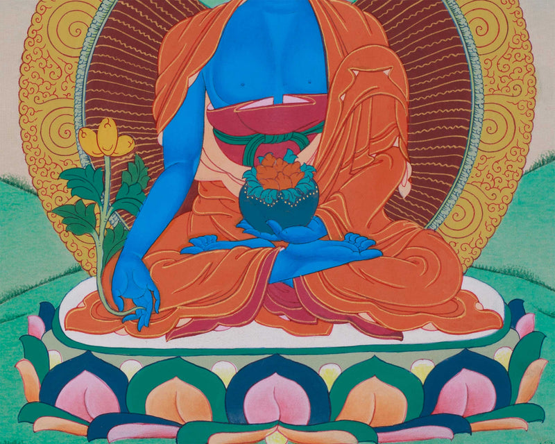 Medicine Buddha Thangka | Bhaisajyaguru | Hand-Painted Tibetan Bodhisattva