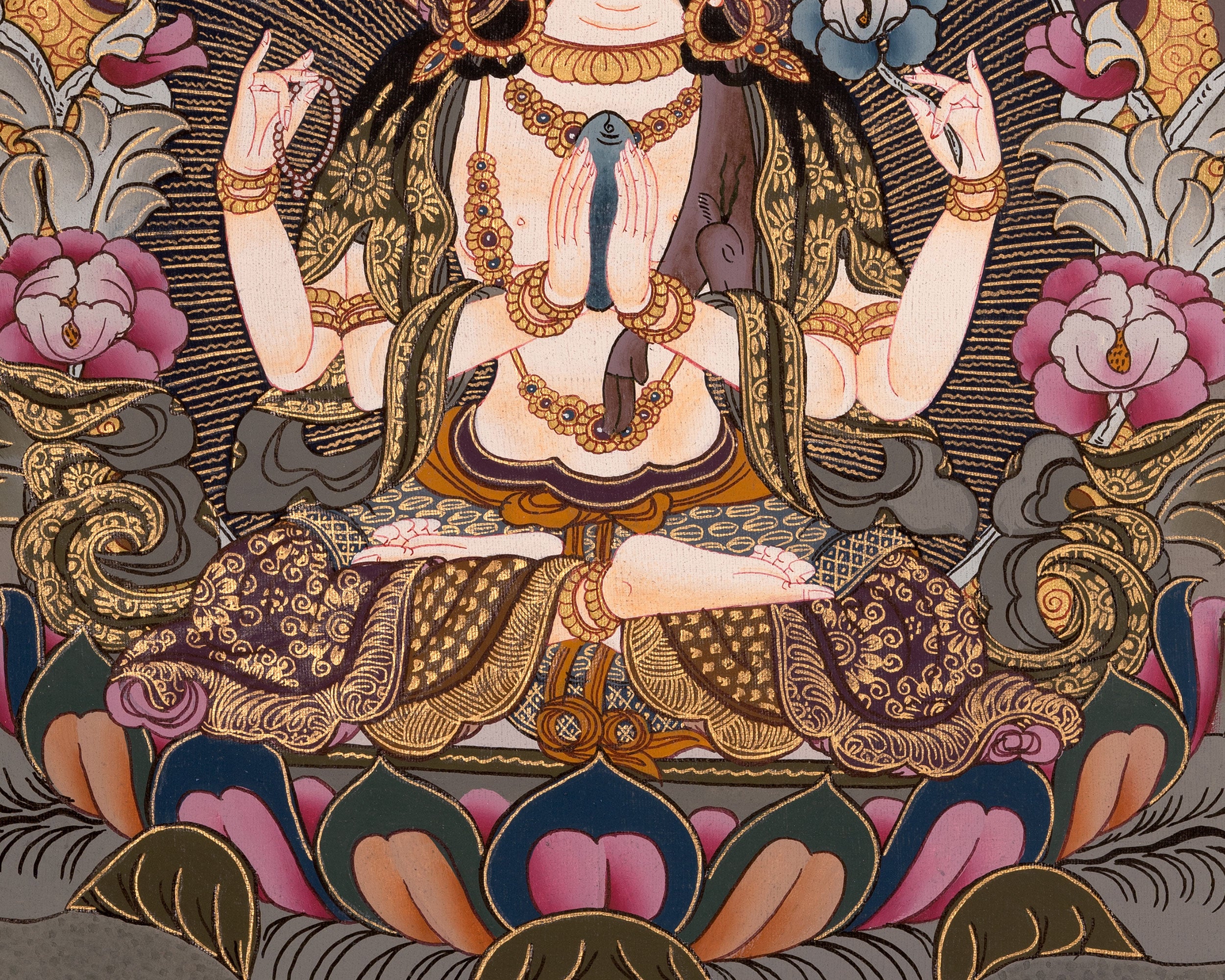 Sacred Hand-Painted Bodhisattva Chenrezig | Buddha of Compassion