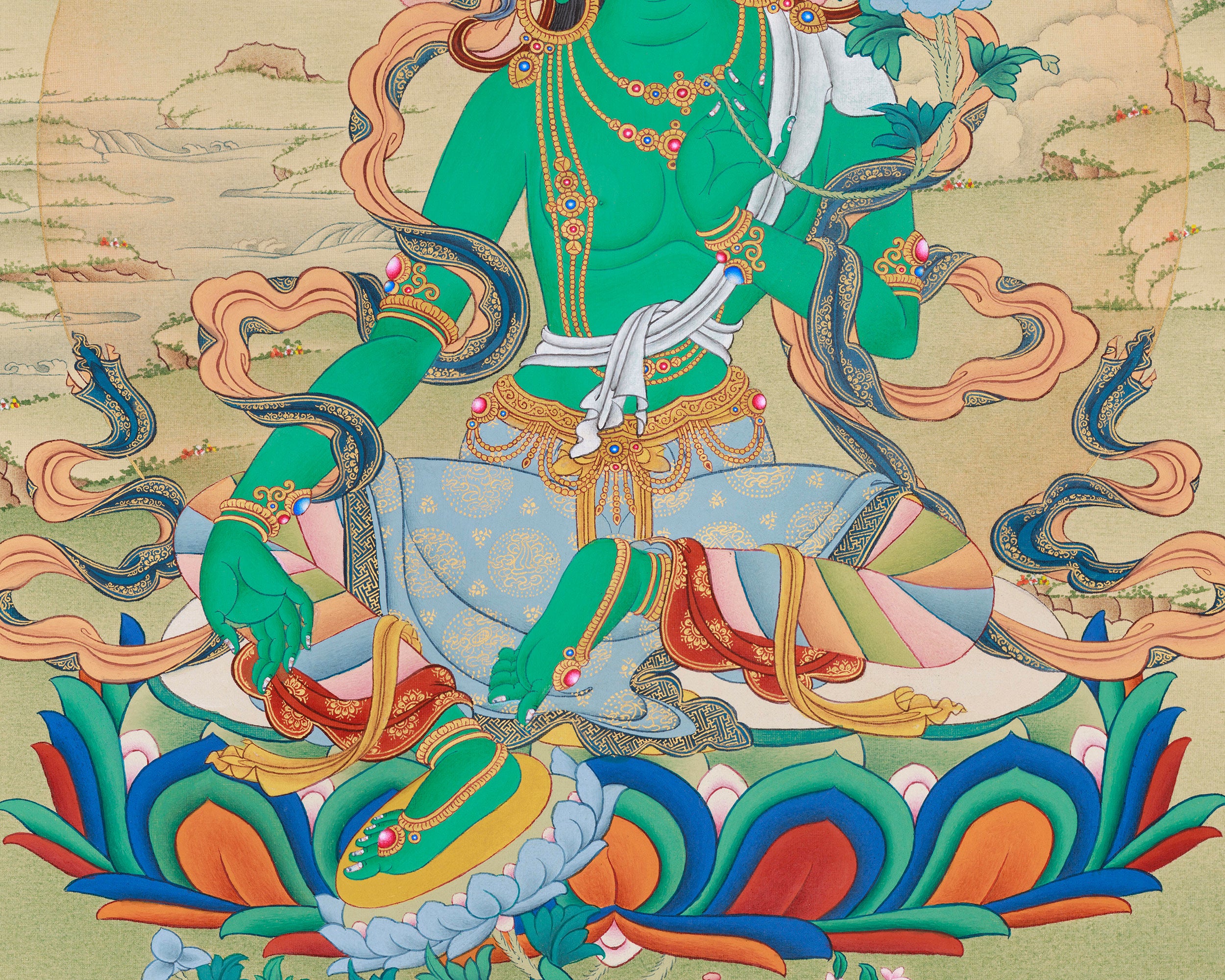 Compassionate Saviour Green Tara Thangka | The Goddess of Swift Action and Boundless Compassion