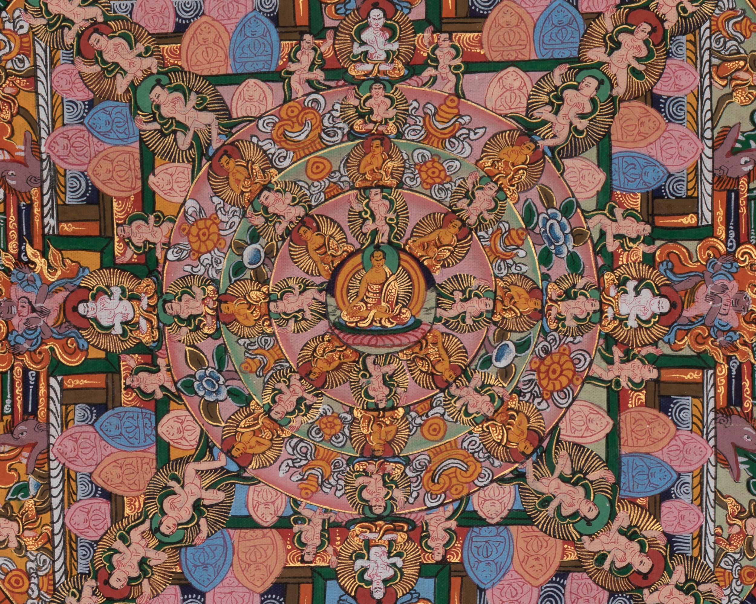 Buddha Mandala Thangka | Sacred Tibetan Mandala Art for Meditation
