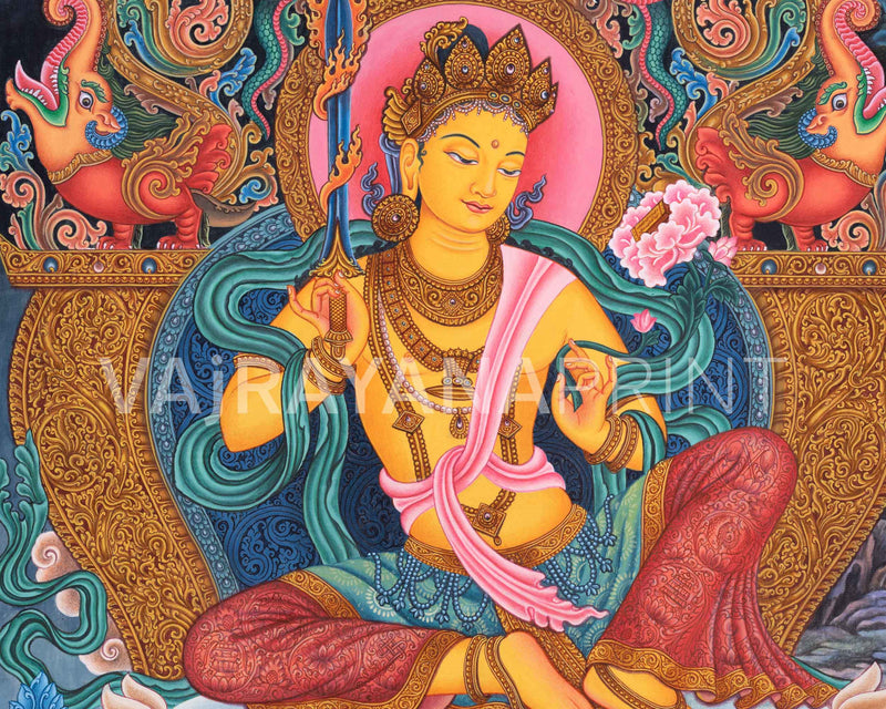 Manjushri Thangka Print | Bodhisattva Deity For Compassion | Himalayan Art