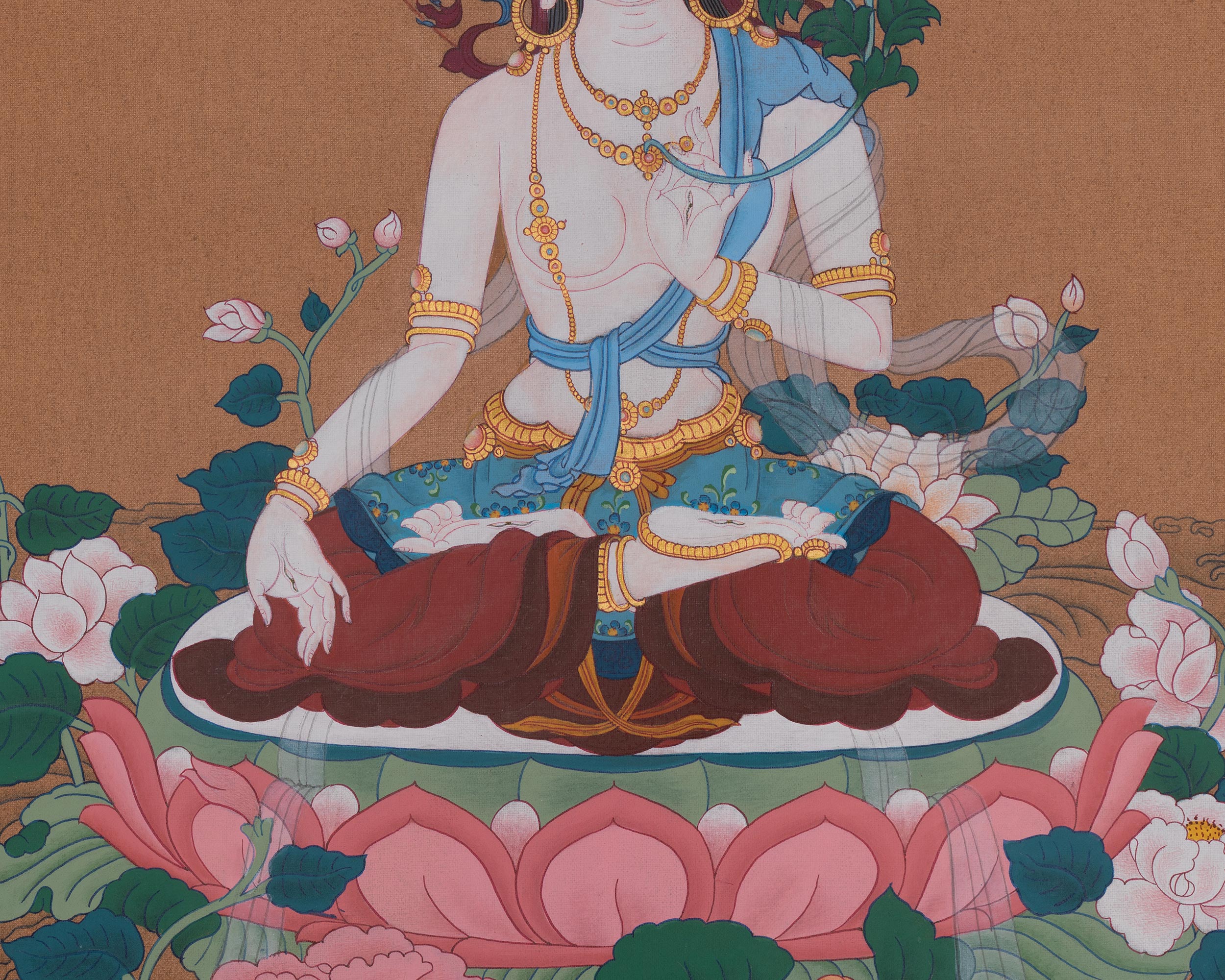 White Tara Healing Deity Artwork | Sacred Symbol of Compassion and Longevity