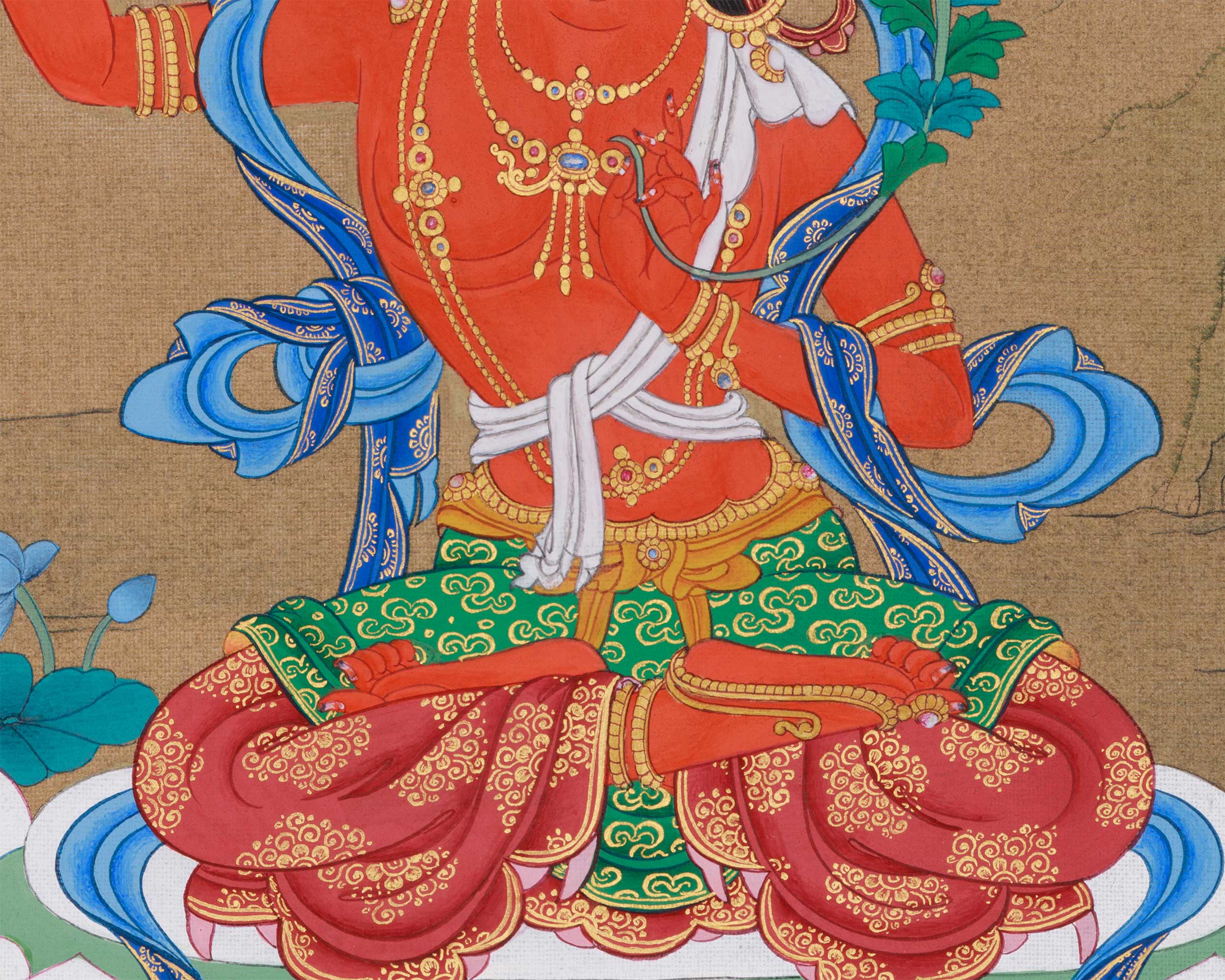 Compact Manjushri Thangka | Wisdom, Insight & Spiritual Awakening