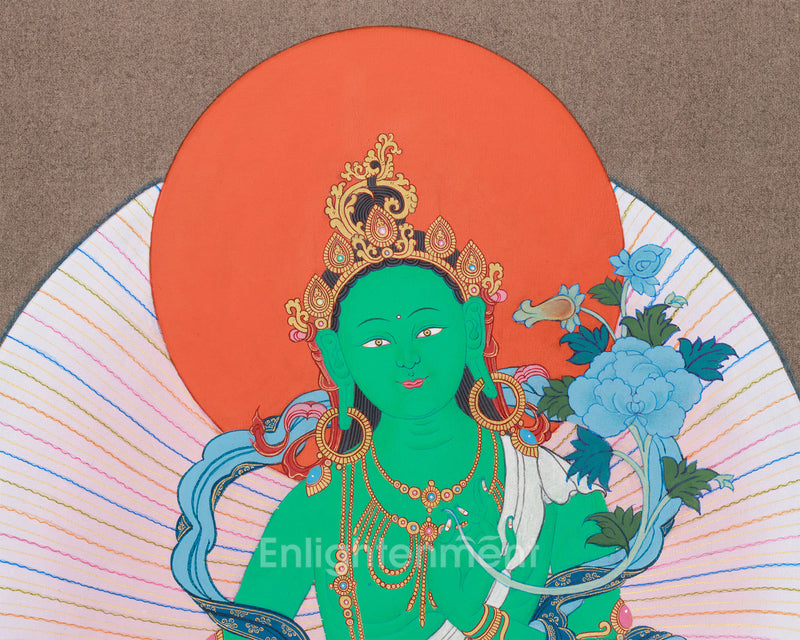 Anika Green Tara Goddess Thangka | Compassion and Protection