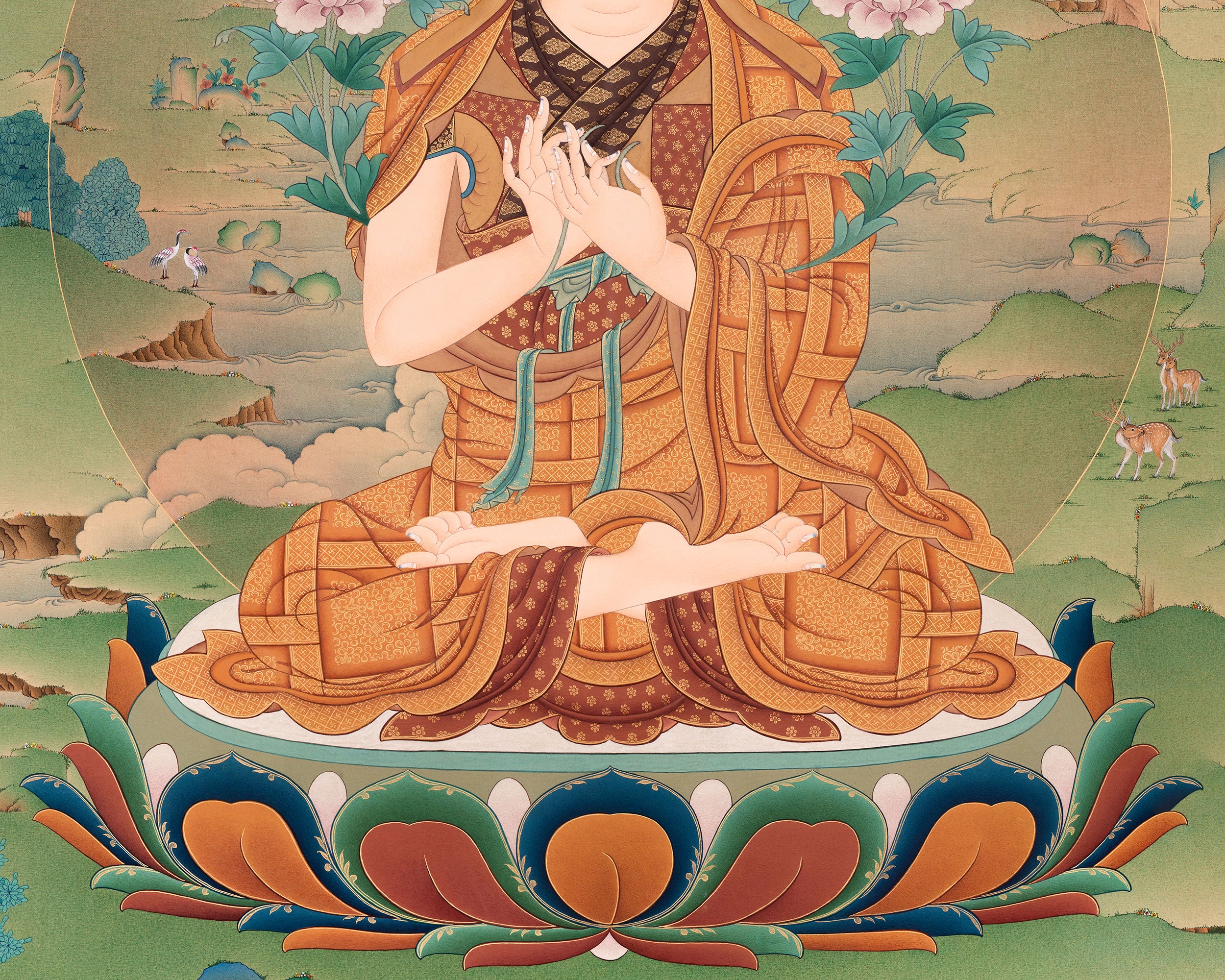 Je Tsongkhapa Tibetan Thangka Painting | High Quality Canvas Print