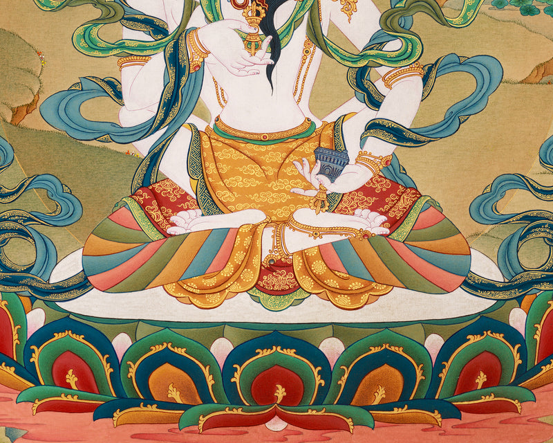 Vajrasattva Consort Thangka | Majestic Art of Sacred Purification and Enlightenment