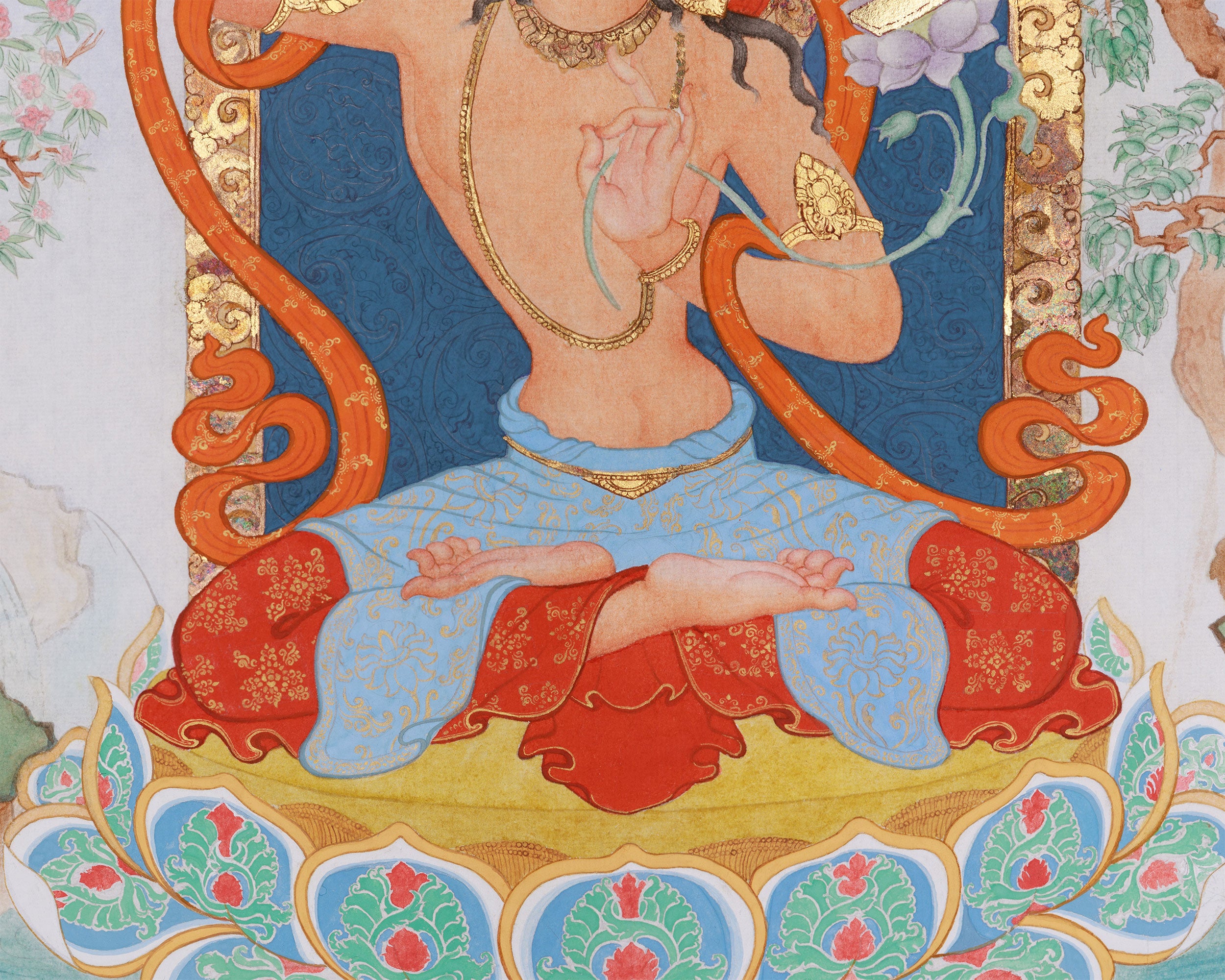 Giclee Canvas Print of Manjushri | Contemporary Fusion of Paubha & Chinese Artistry