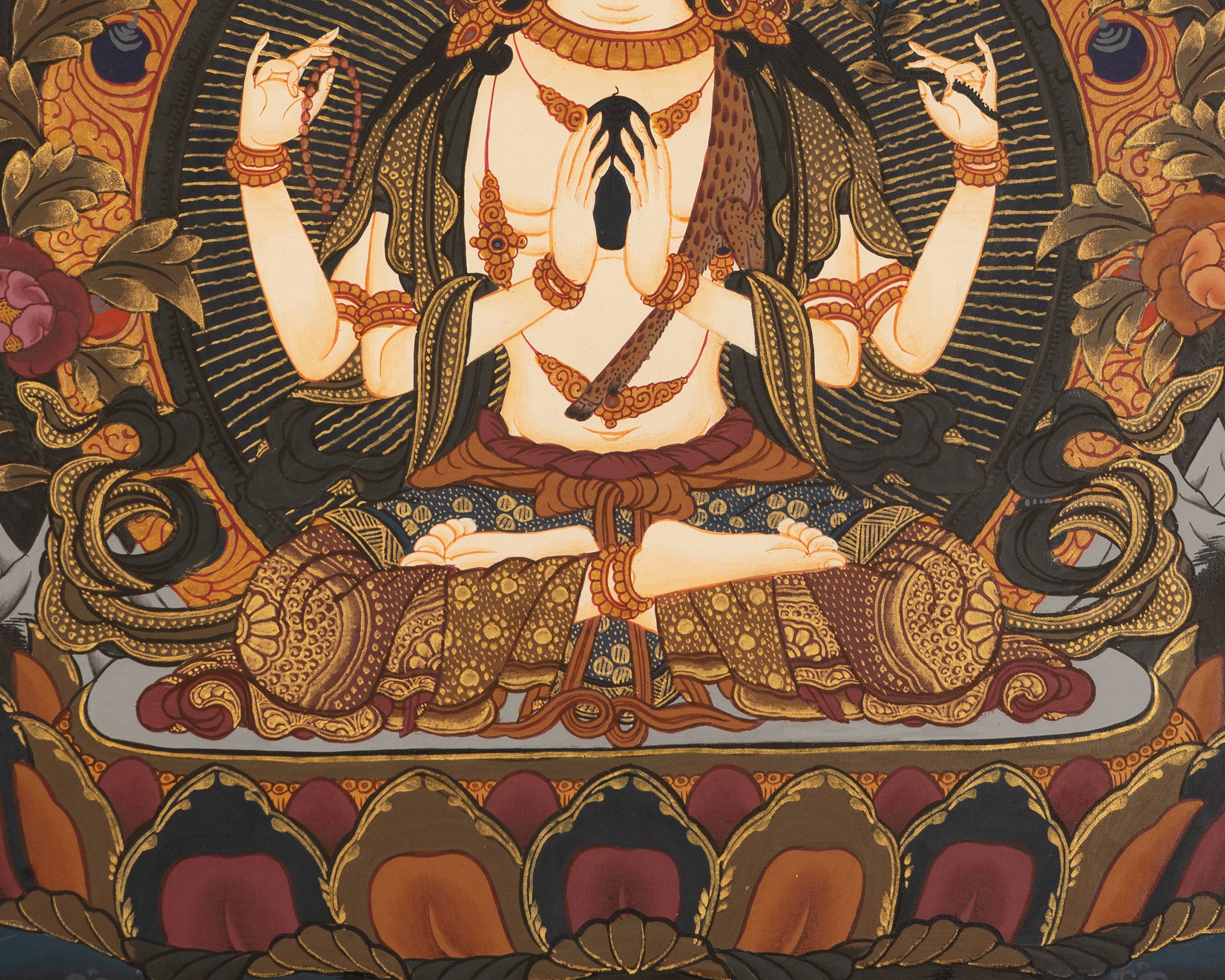 Chenrezig Thangka Painting | Religious Tibetan Wall Art