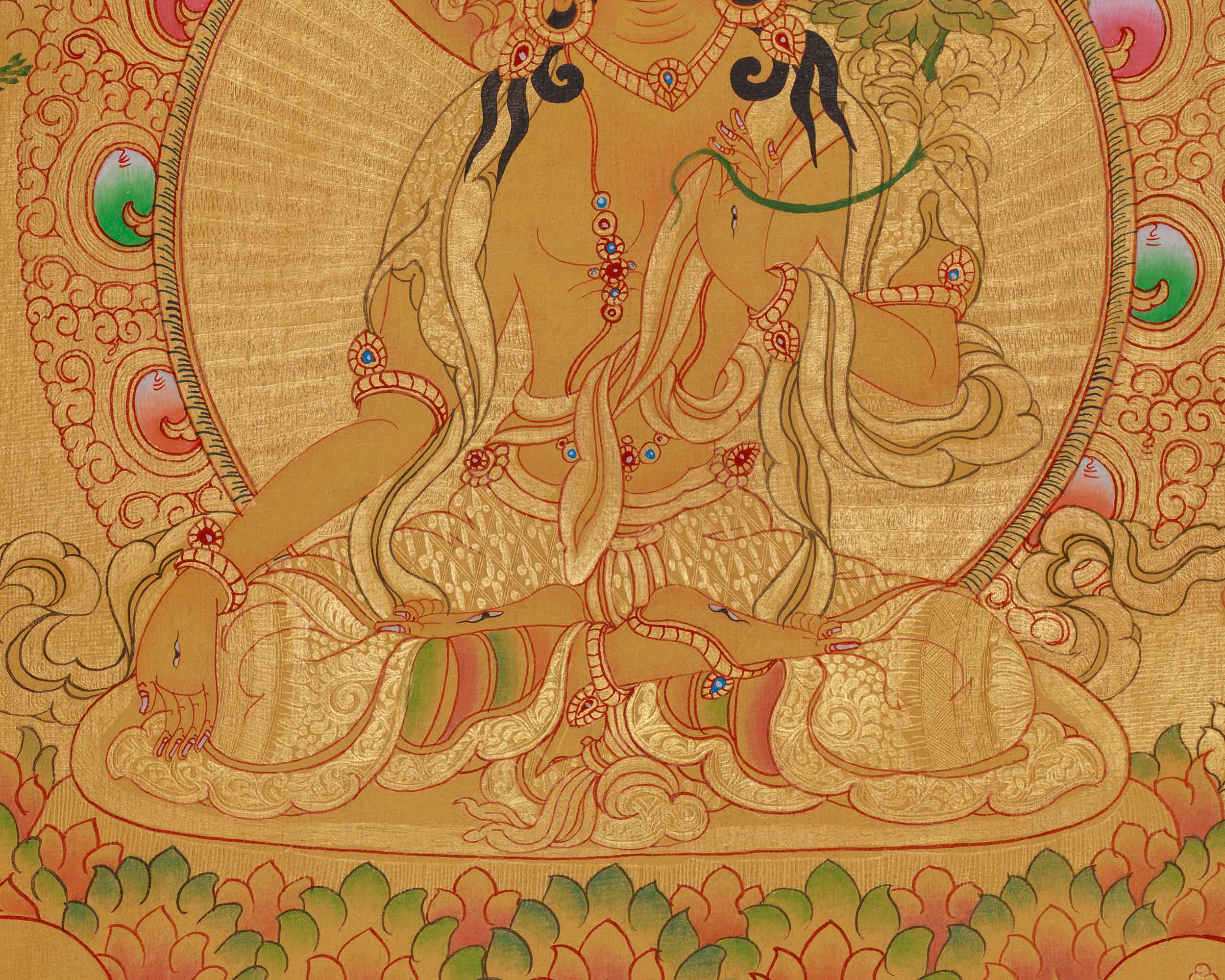 Handmade White Tara Thangka | Bodhisattva of Compassion and Lifelong Wellness