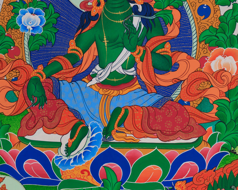 Tibetan Mother Green Tara Thangka | Bodhisattvas Deities