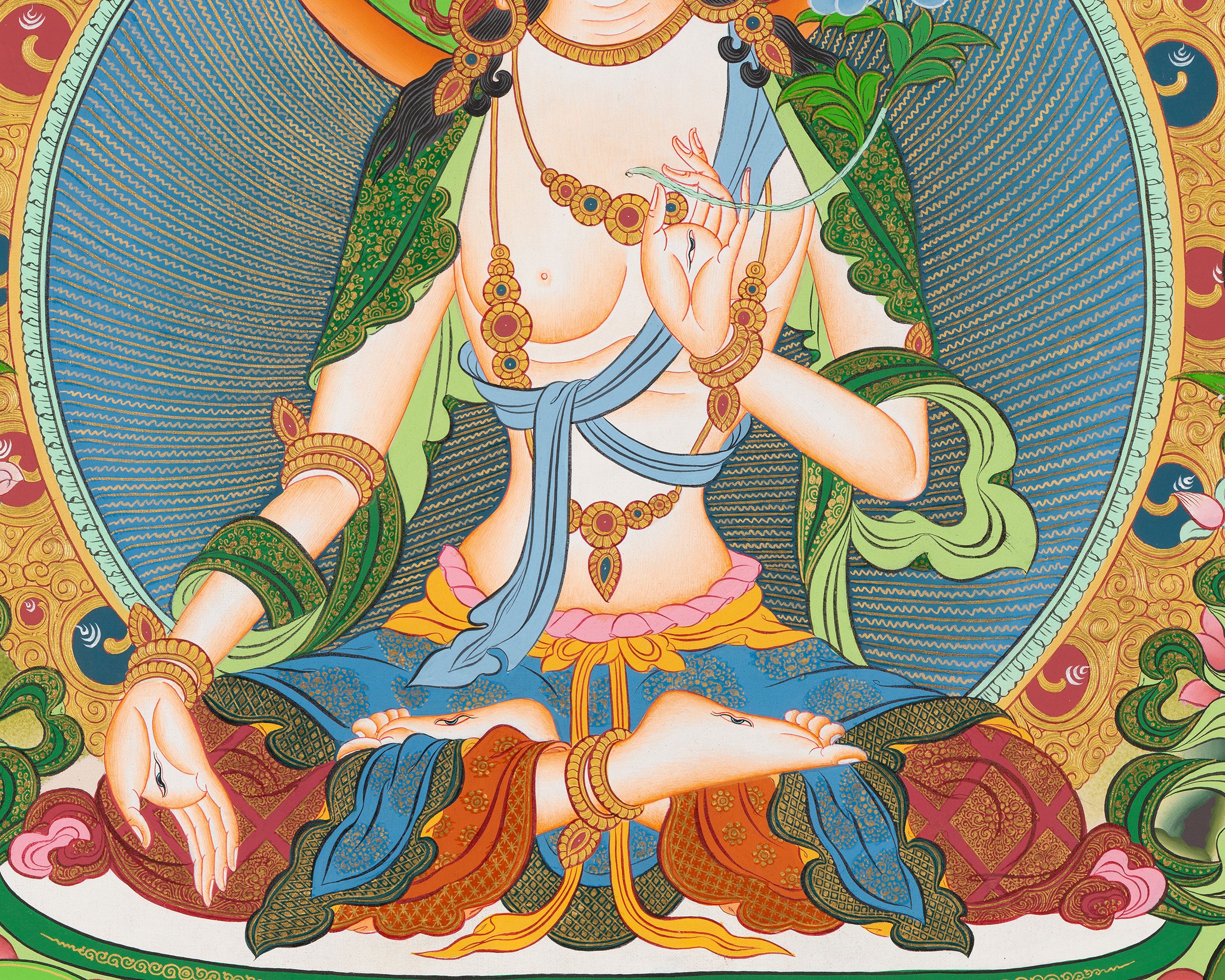 Hand-Painted White Tara (Sita Tara) Thangka | Female Buddhist Deity of Longevity