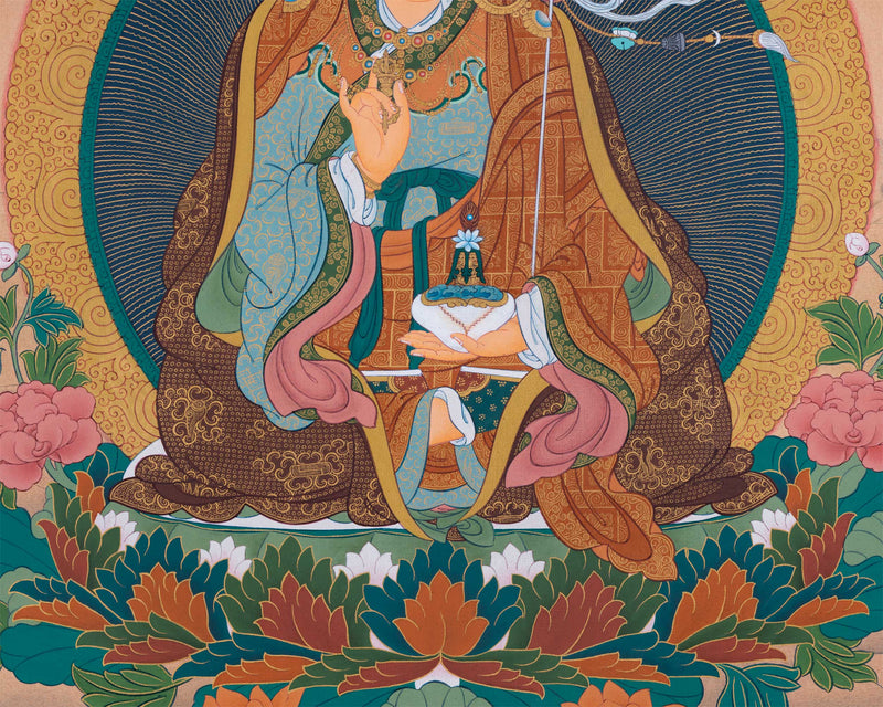 Thangka Print Of Lotus-Born Master | Guru Rinpoche Canvas Art | Digital Artwork For Padmasambhava Thangka