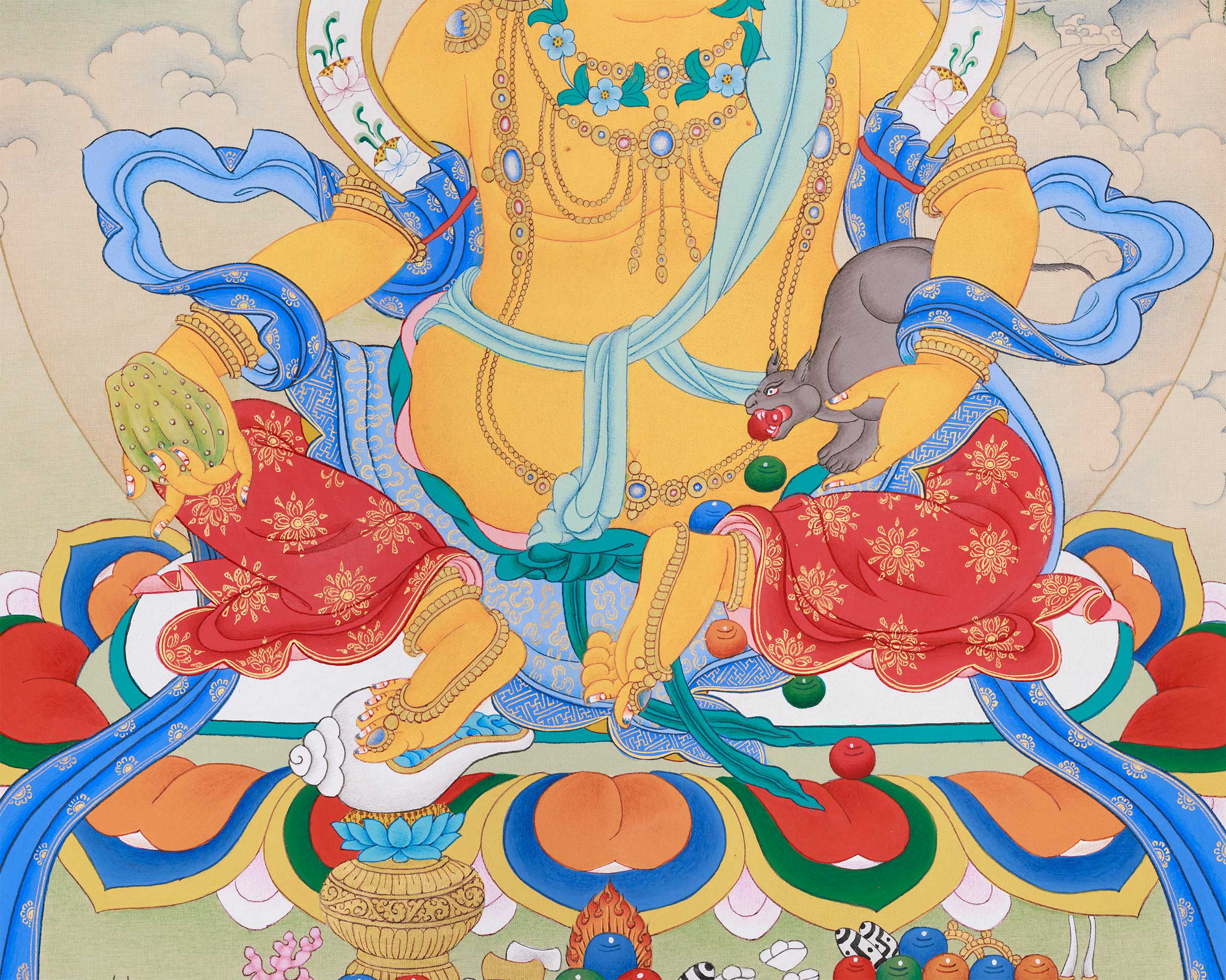 Traditional Jambhala Painting | The Prosperity God of Tibetan Buddhism