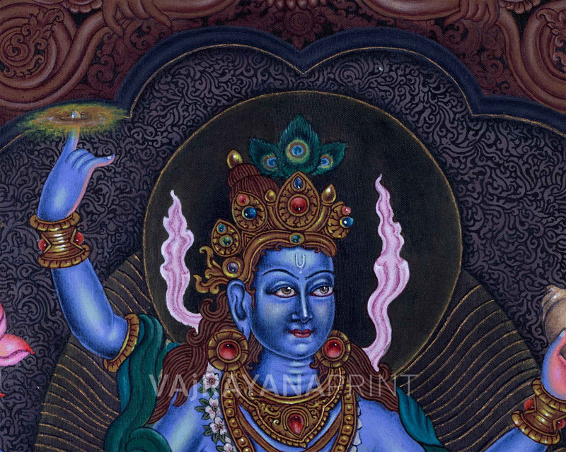 Highly Revered Hindu Deity Sree Vishnu Giclee Print | Vishnu, The God Of Preservation Art For Wall Hanging