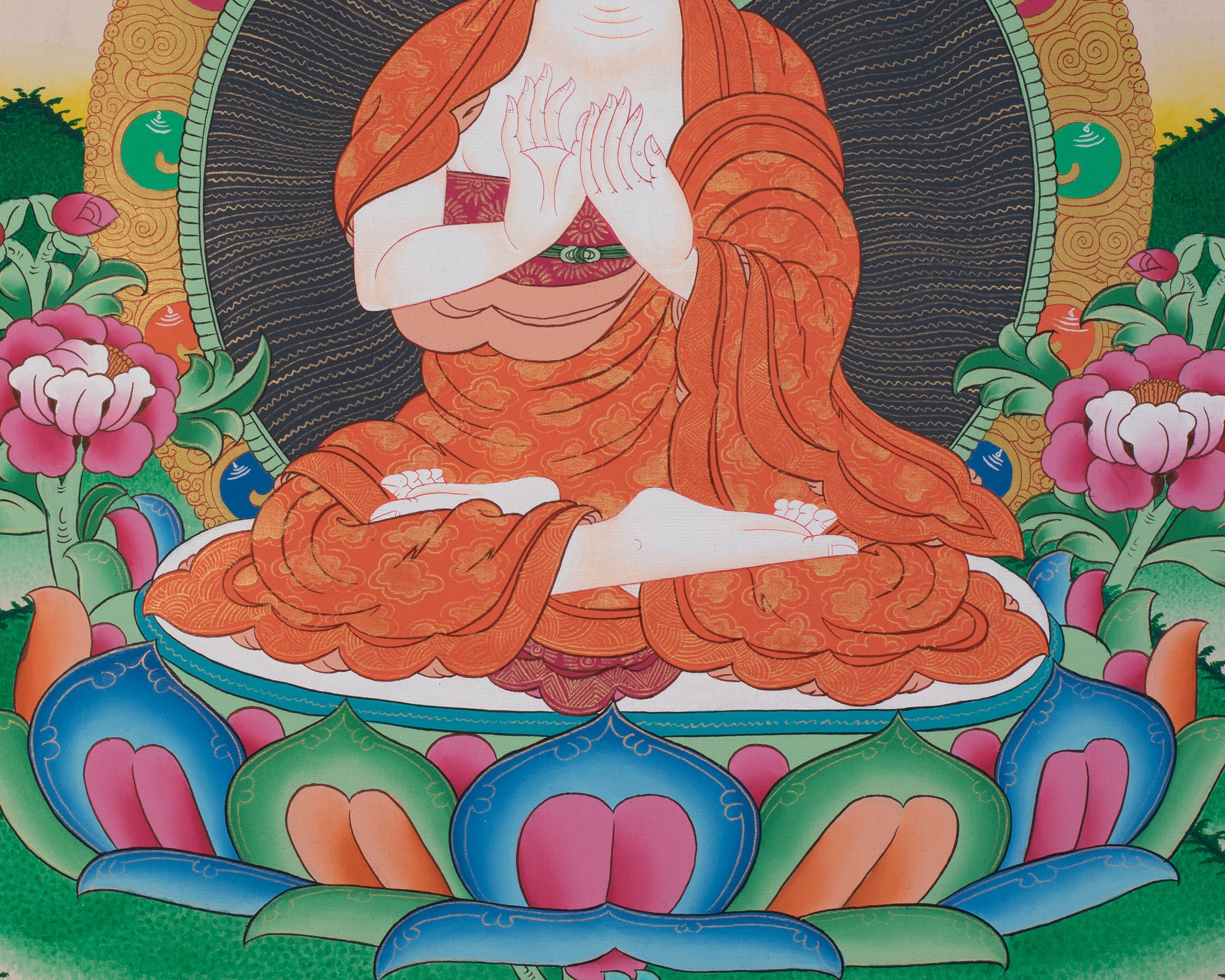 Original Handmade Vairocana Buddha Thangka | Pancha Buddha | Meditation And Yoga |