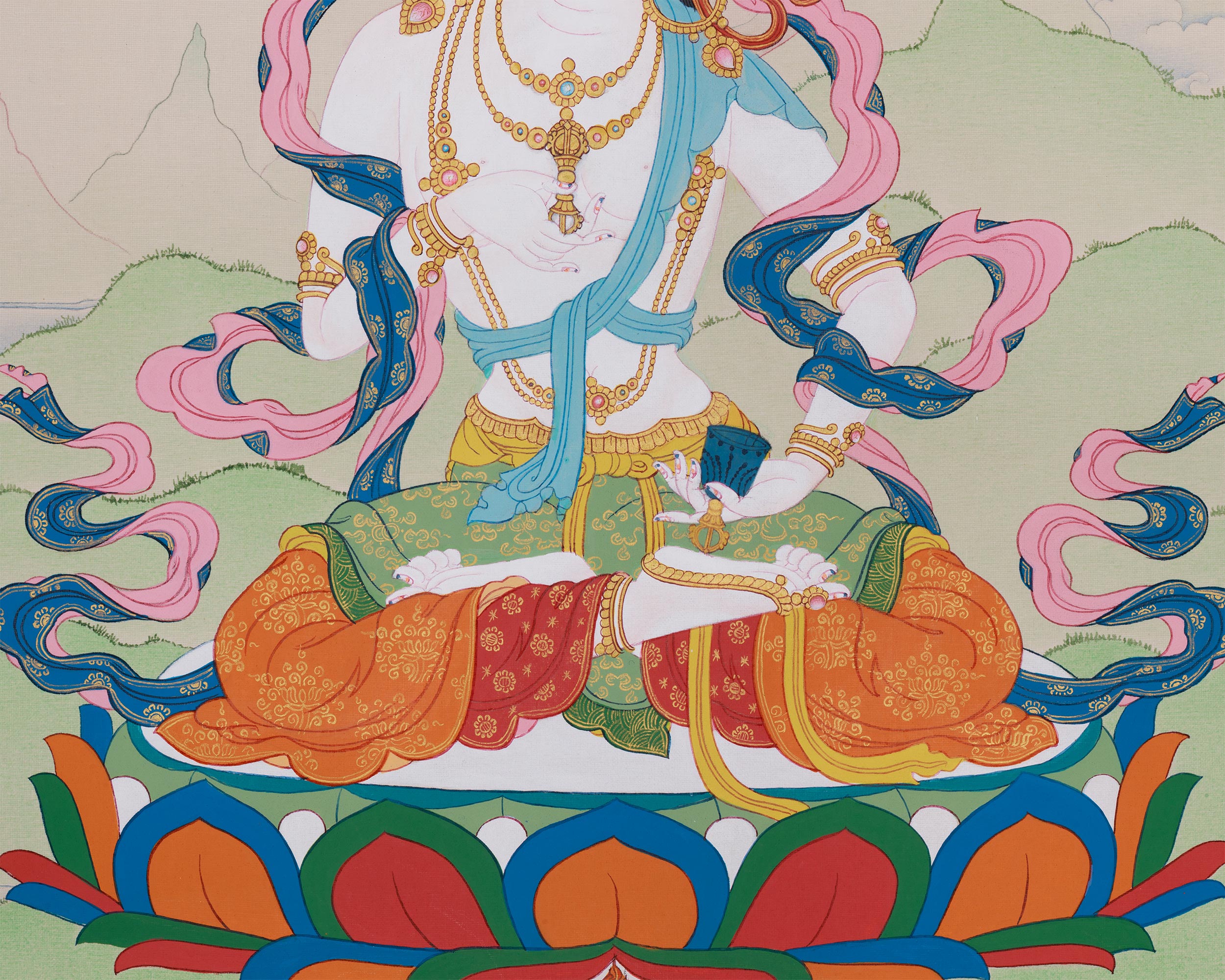 Traditional Dorje Sempa Painting | The Vajrasattva Deity of Purity and Transformation