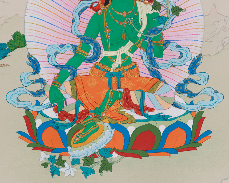 Mother Tara’s Blessings: Beautiful Goddess Tara Painting for Meditation Spaces