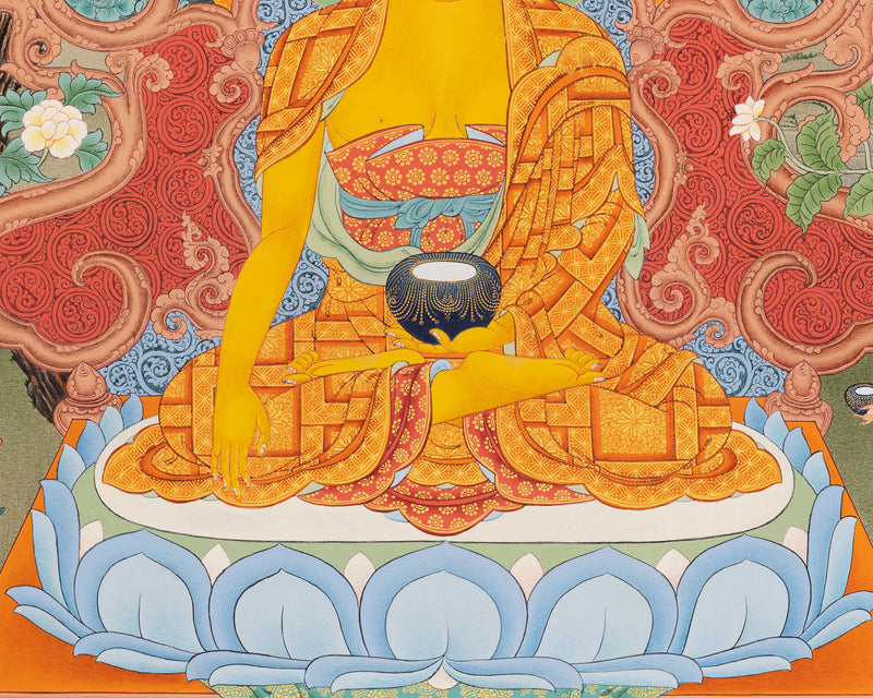 Tibetan Shakyamuni Buddha Thangka | Hand Painted Art for Meditation