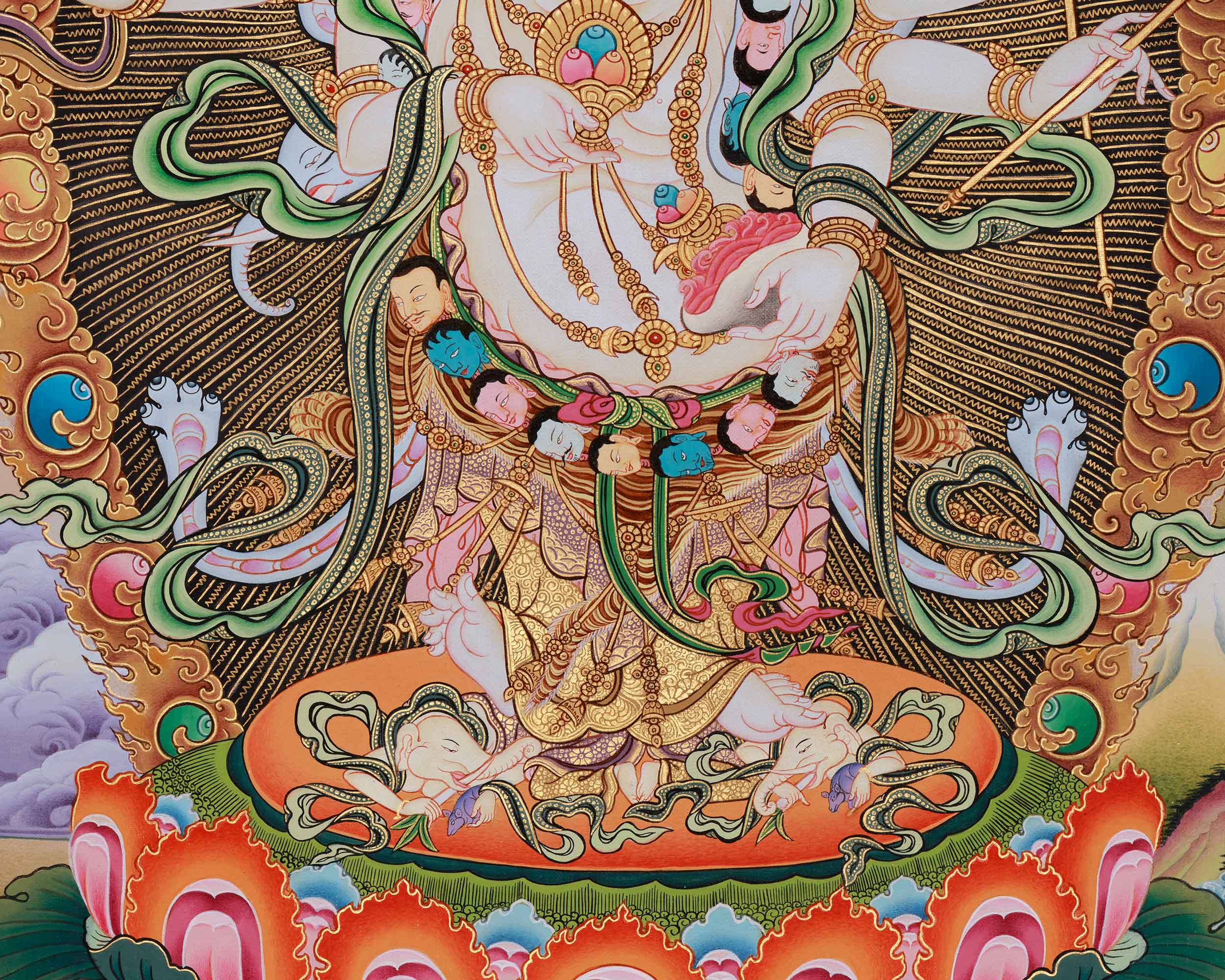 Traditional White Mahakala Thangka | Fierce Tibetan Protector Deity