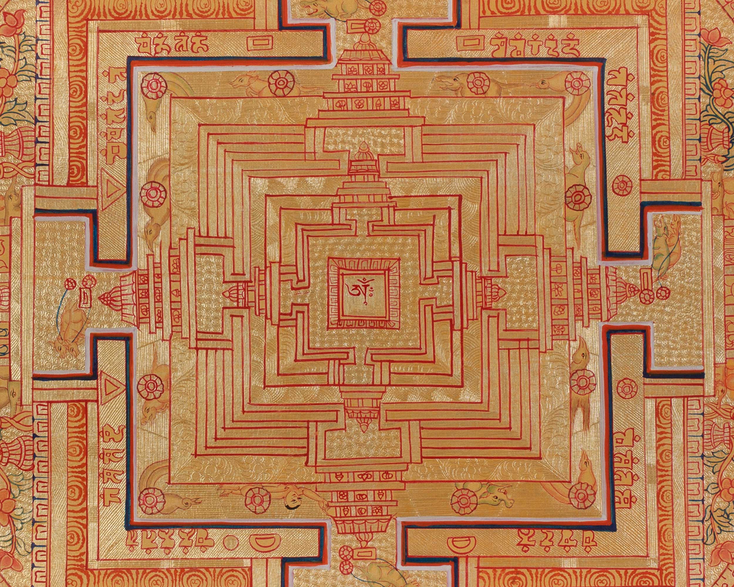 Handmade Kalachakra Mandala Thangka in Gold | Ritual & Meditation Art