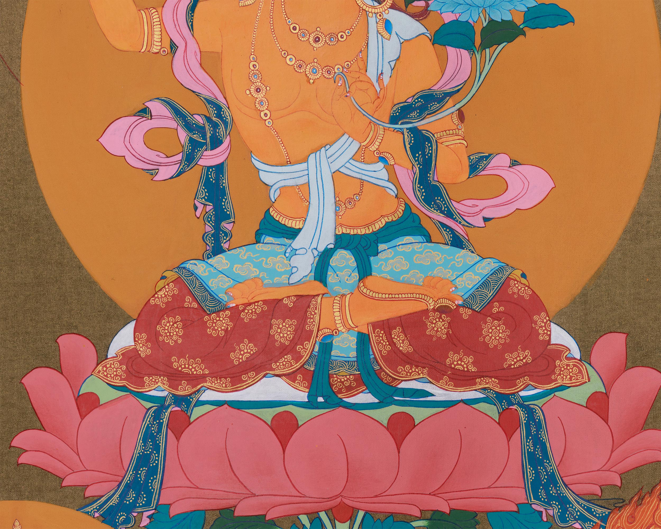 Three Tibetan Bodhisattvas: Manjushri, Chenrezig, and Vajrapani | Buddhist Altar