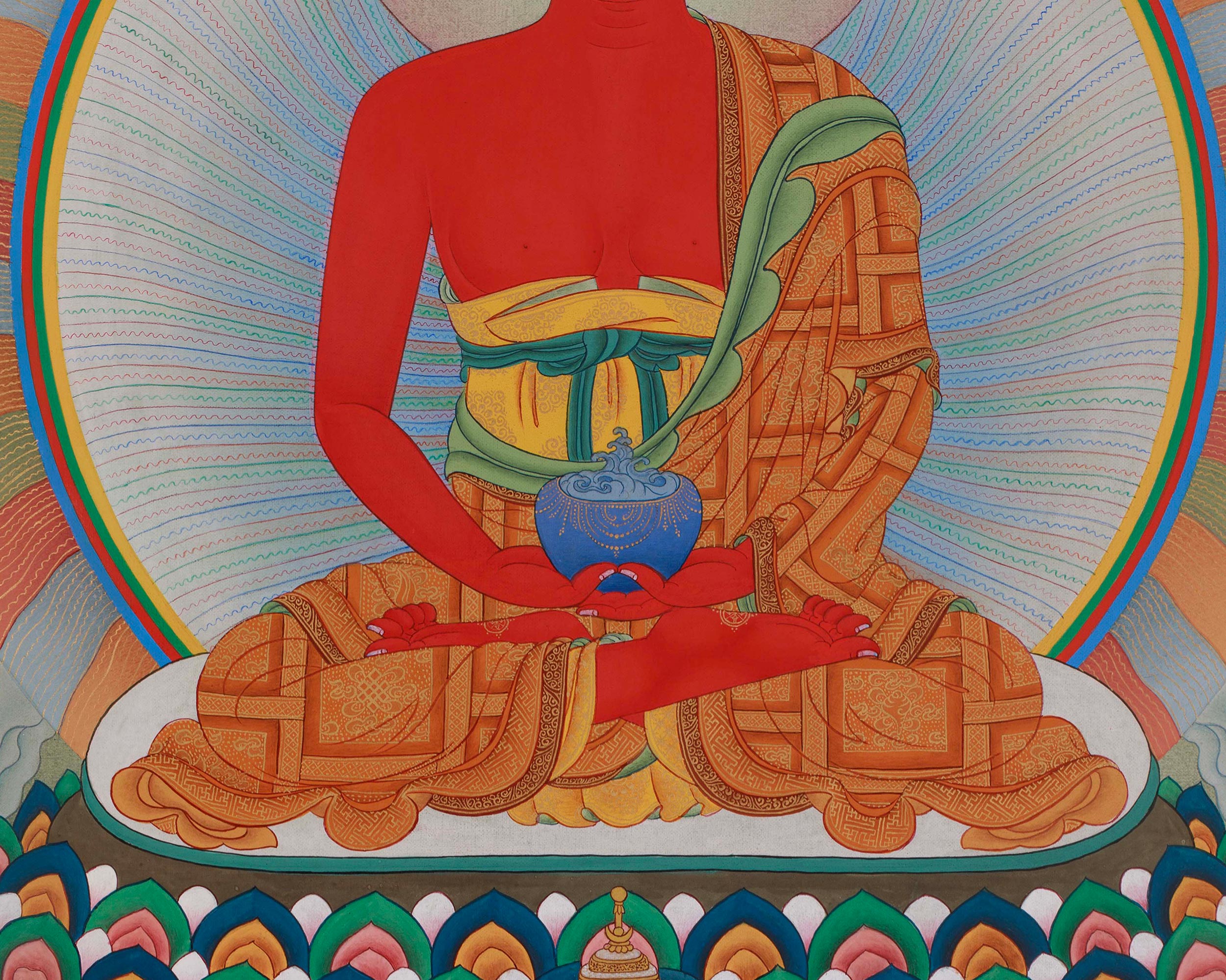 Traditional Amitabha Singham Thangka | Tibetan Buddhist Art