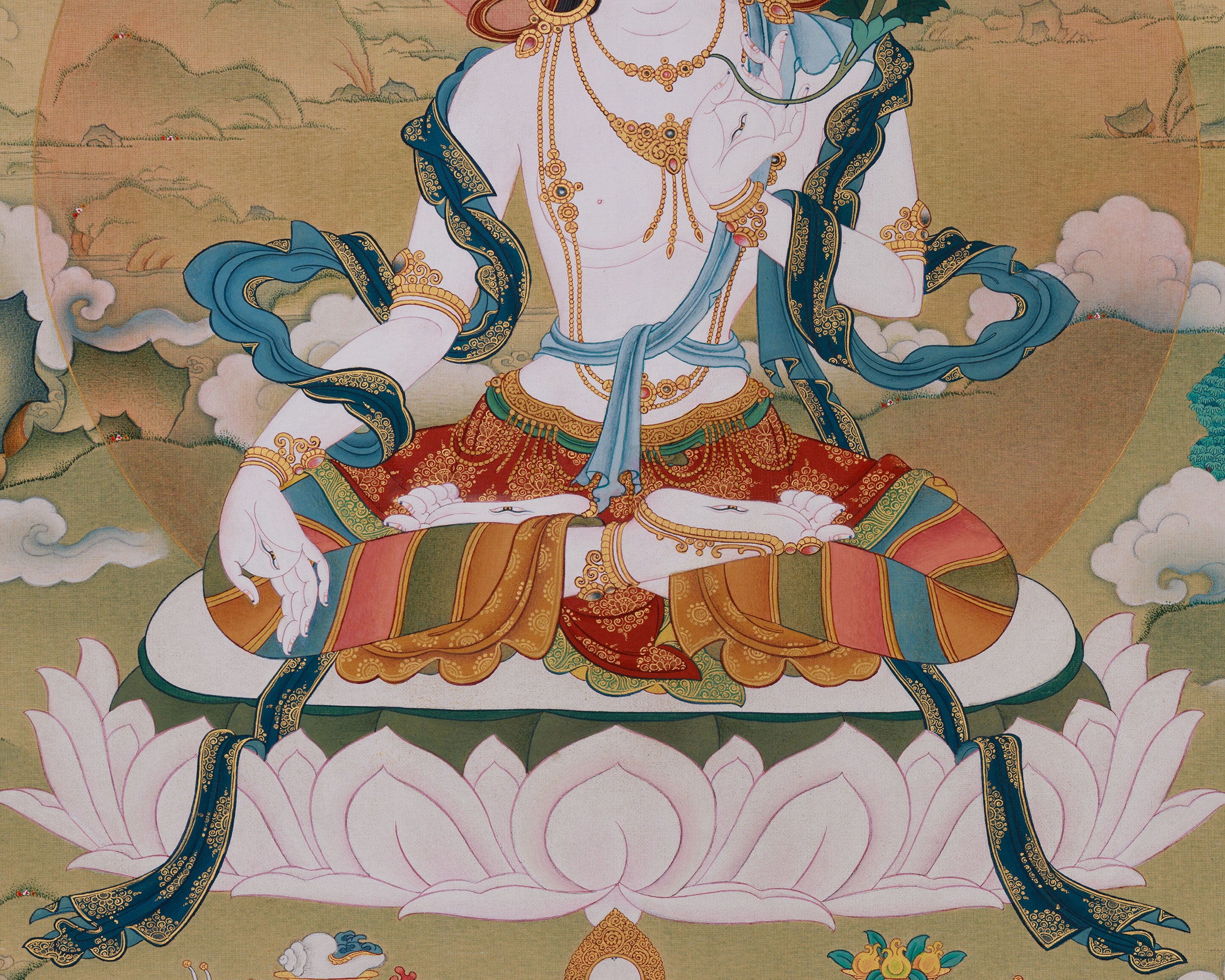 Goddess White Shyama Tara Thangka | The Swift One