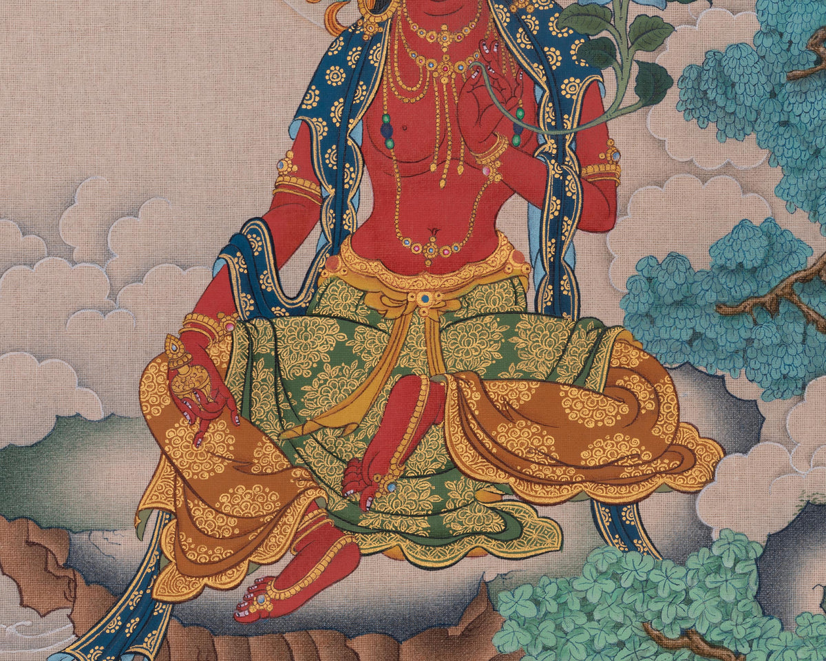Red Tara Sacred Art | Traditional Representation of Wisdom and Spiritual Power | Meditation Altar