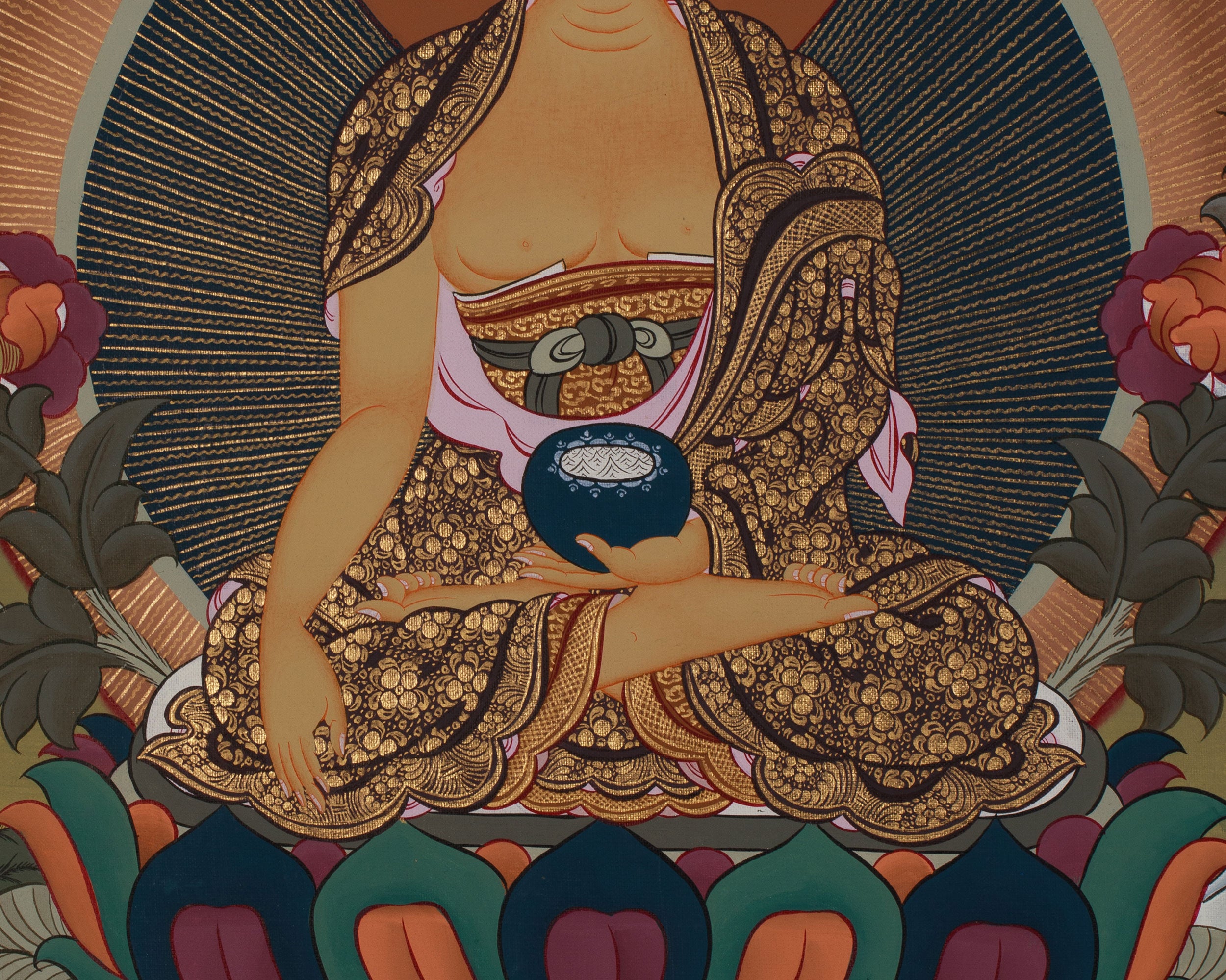Gautama Buddha Thangka | Original Handpainted Buddhist Art |  Wall Hanging For Peace | Canvas Art  For Meditation And Yoga