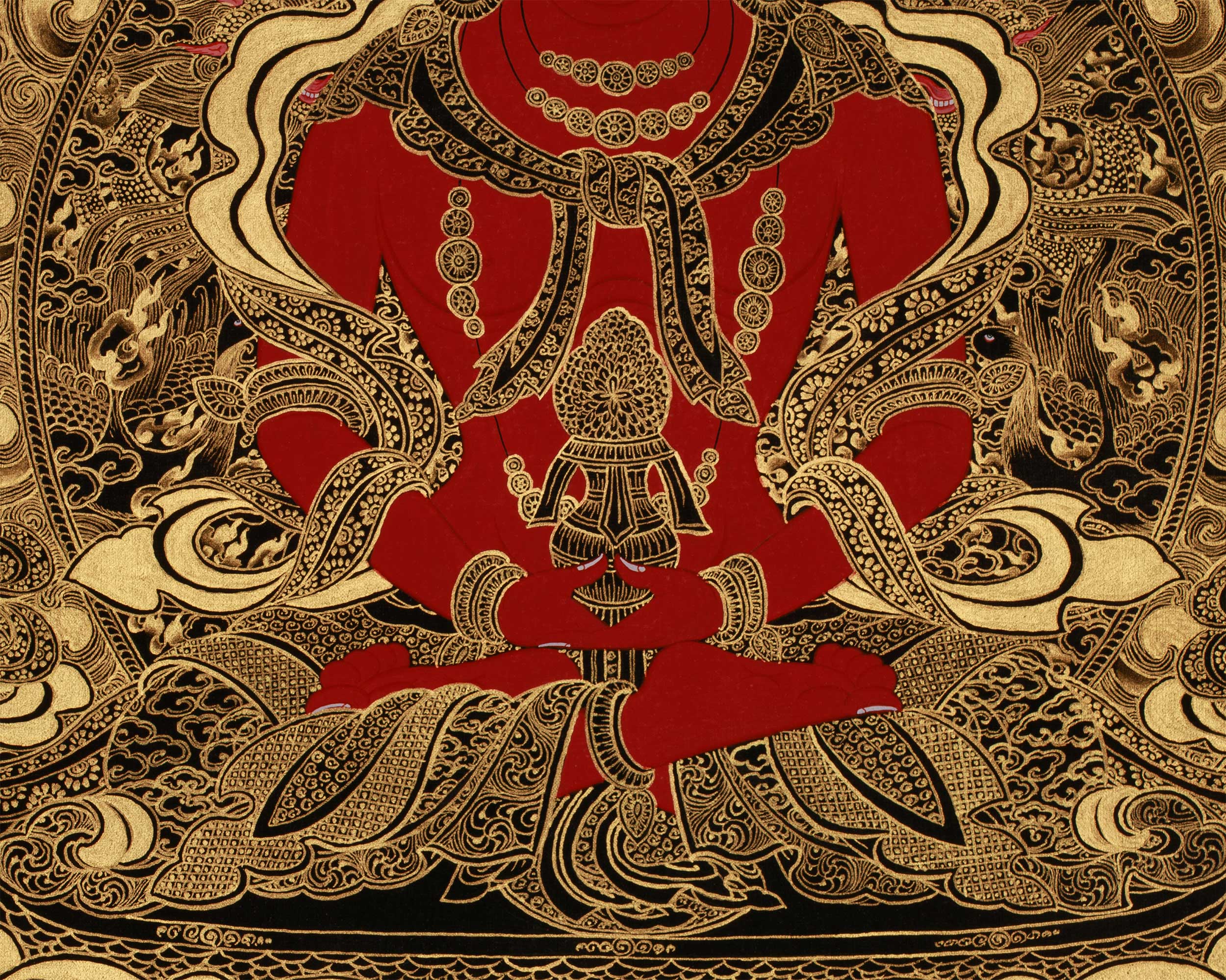 Tibetan Amitayus Buddha Thangka | Deity of Longevity and Infinite Life