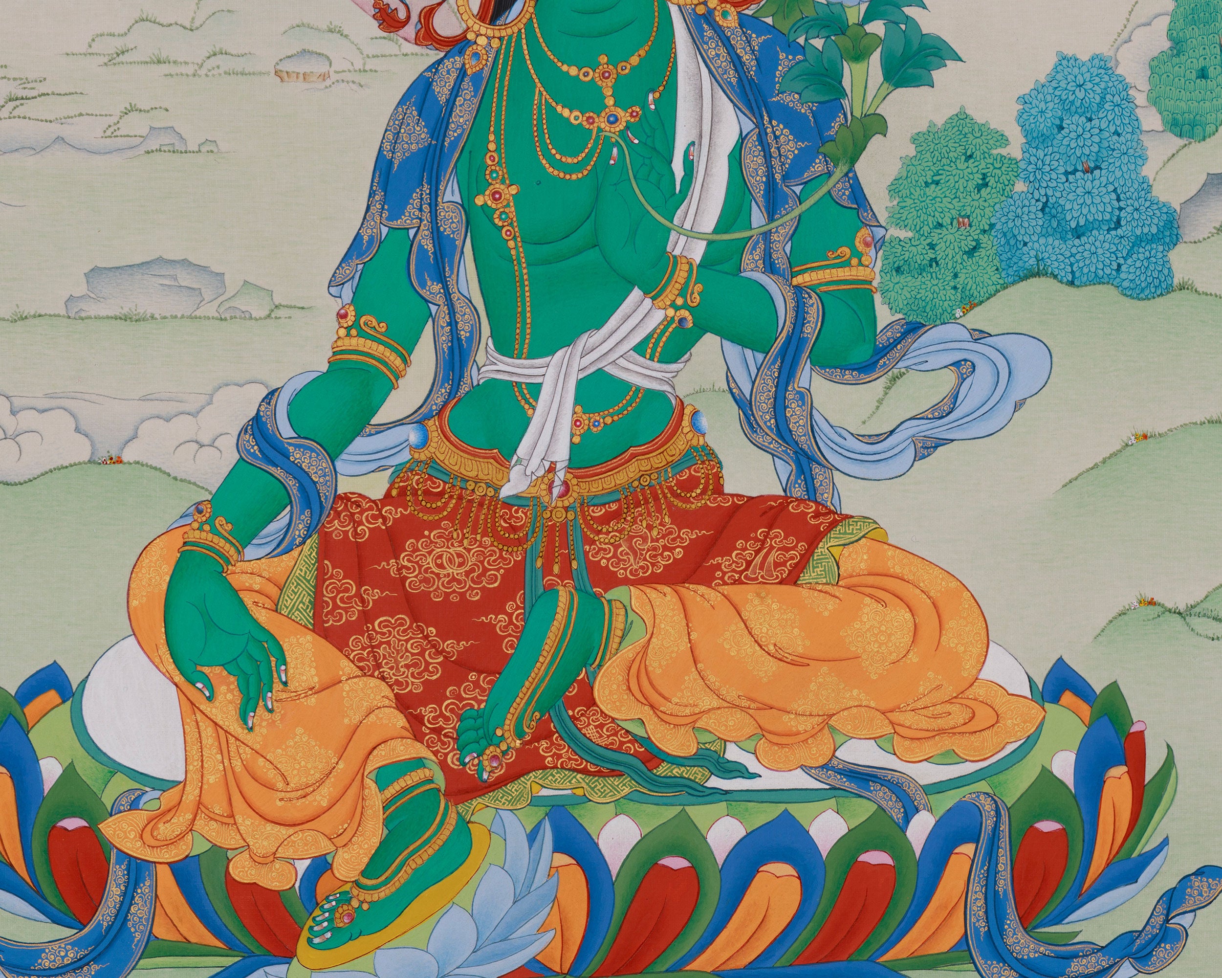 Spiritual Bodhisattva Green Tara Thangka | Mother of Liberation