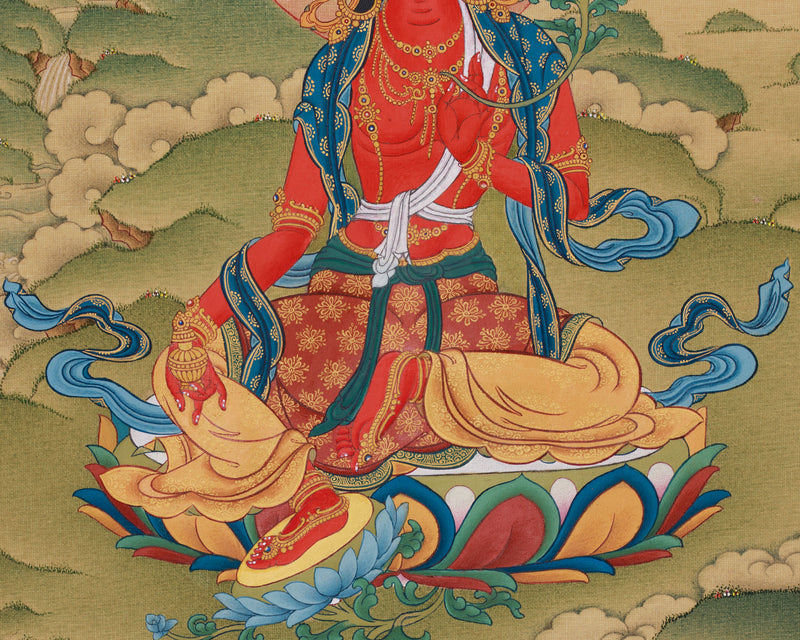 Wish-Fulfilling Red Tara Thangka | 24K Gold & LHASA Stone Pigments