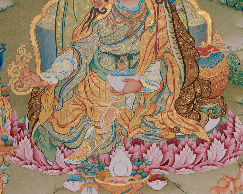 Spiritual Guru Padmasambhava Canvas Artwork | Traditional Tibetan Buddhist Thangka Print