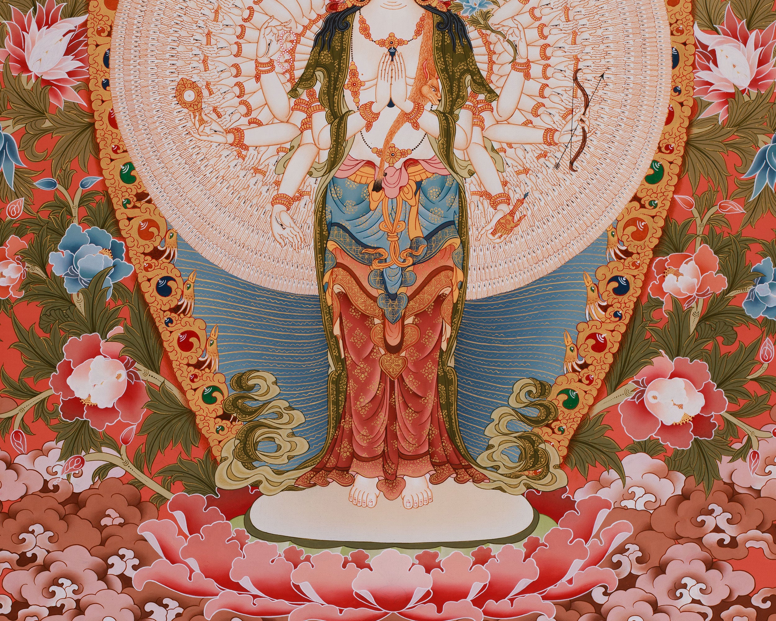 Compassion Buddha of 1000 Hands, Avalokiteshvara Thangka | Compassion & Divine Protection