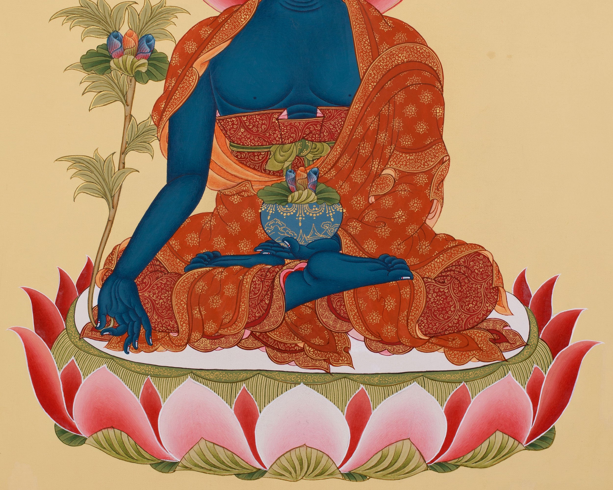 Blue Healing Buddha Thangka | Medicine Buddha Bhaisajyaguru