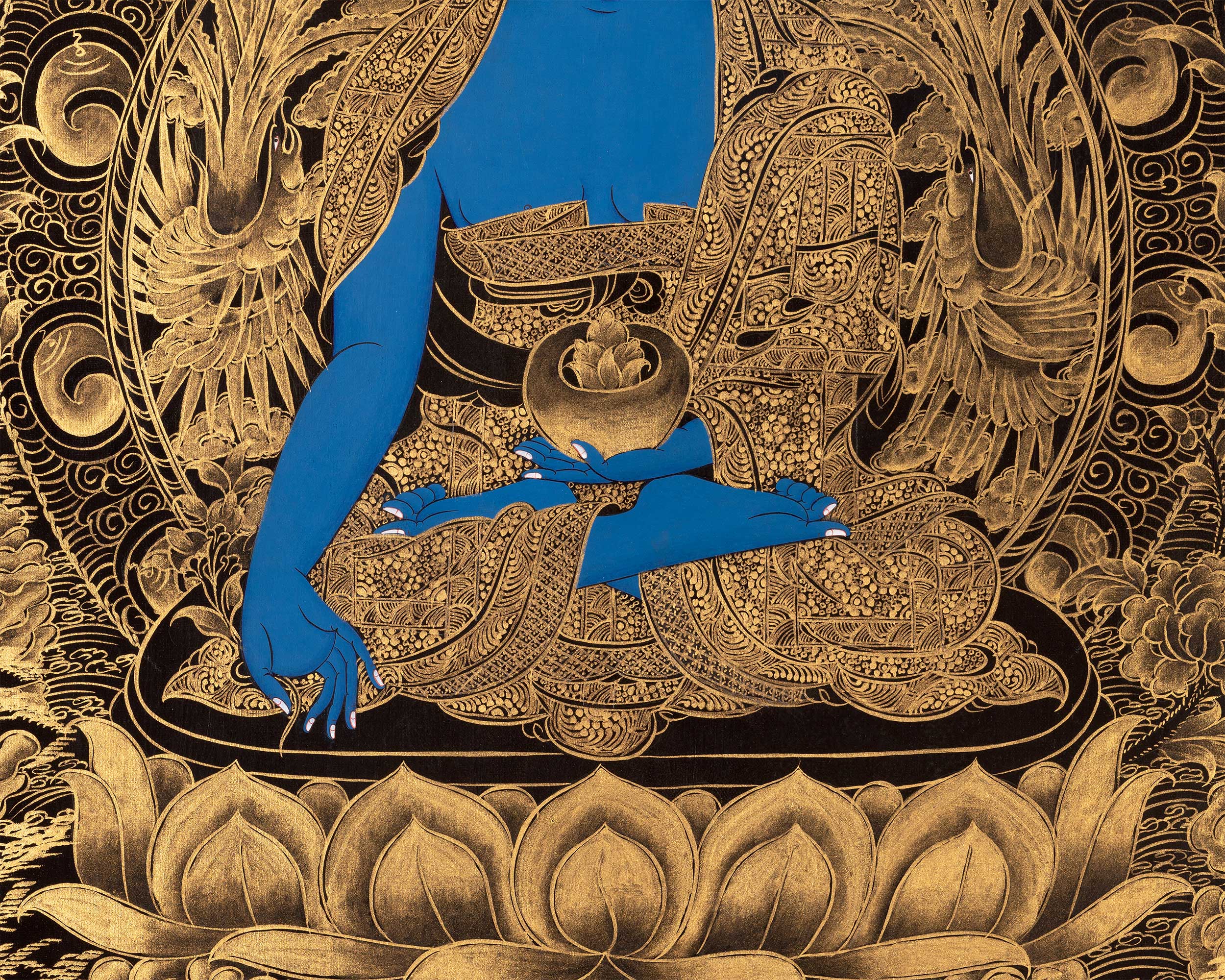 Tibetan Bhaisajyaguru, Healing Buddha Thangka | Buddha for Spiritual Wellness