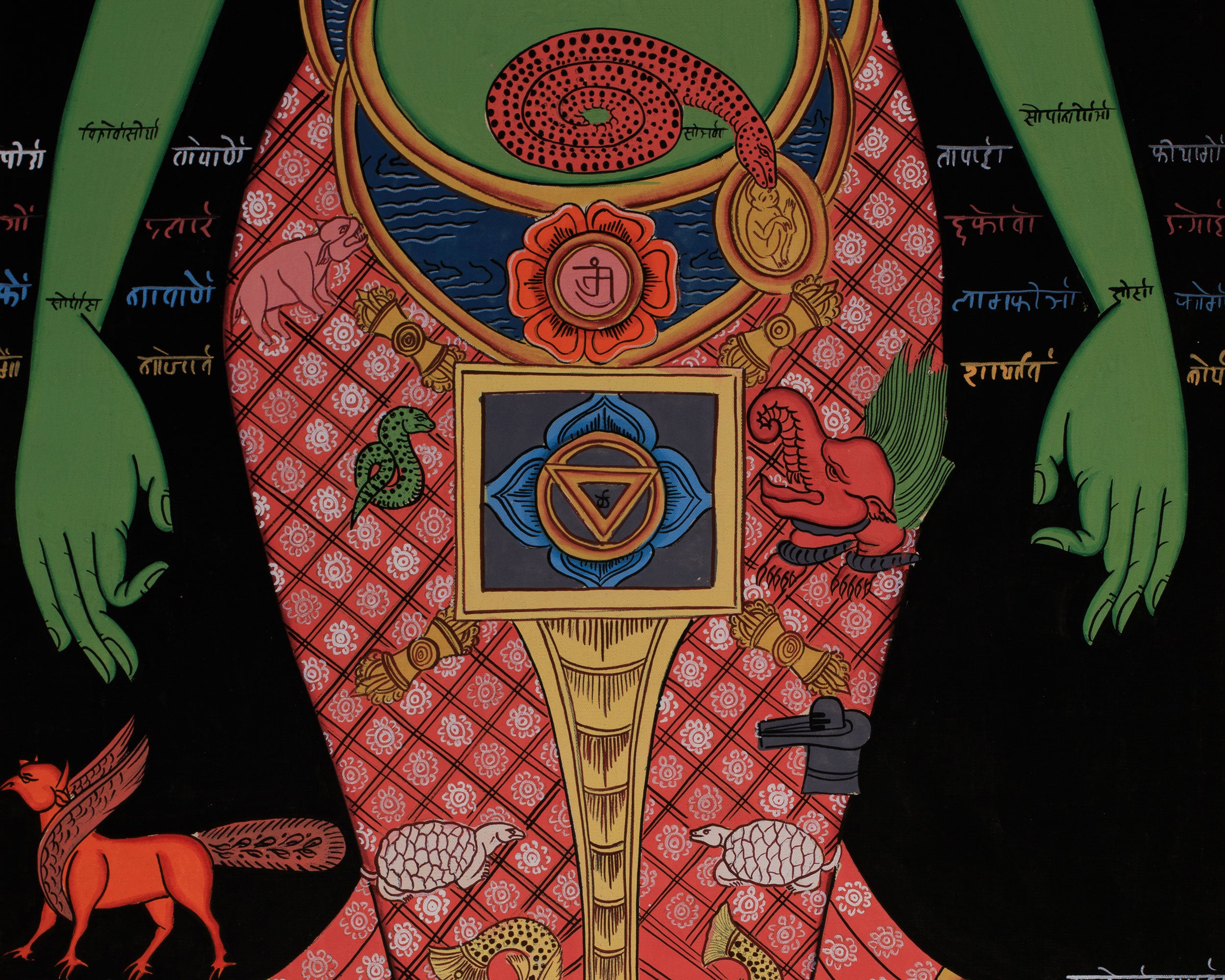 Seven Chakra Kundalini Thangka | Tibetan Anatomy Wall Art for Spiritual Awakening
