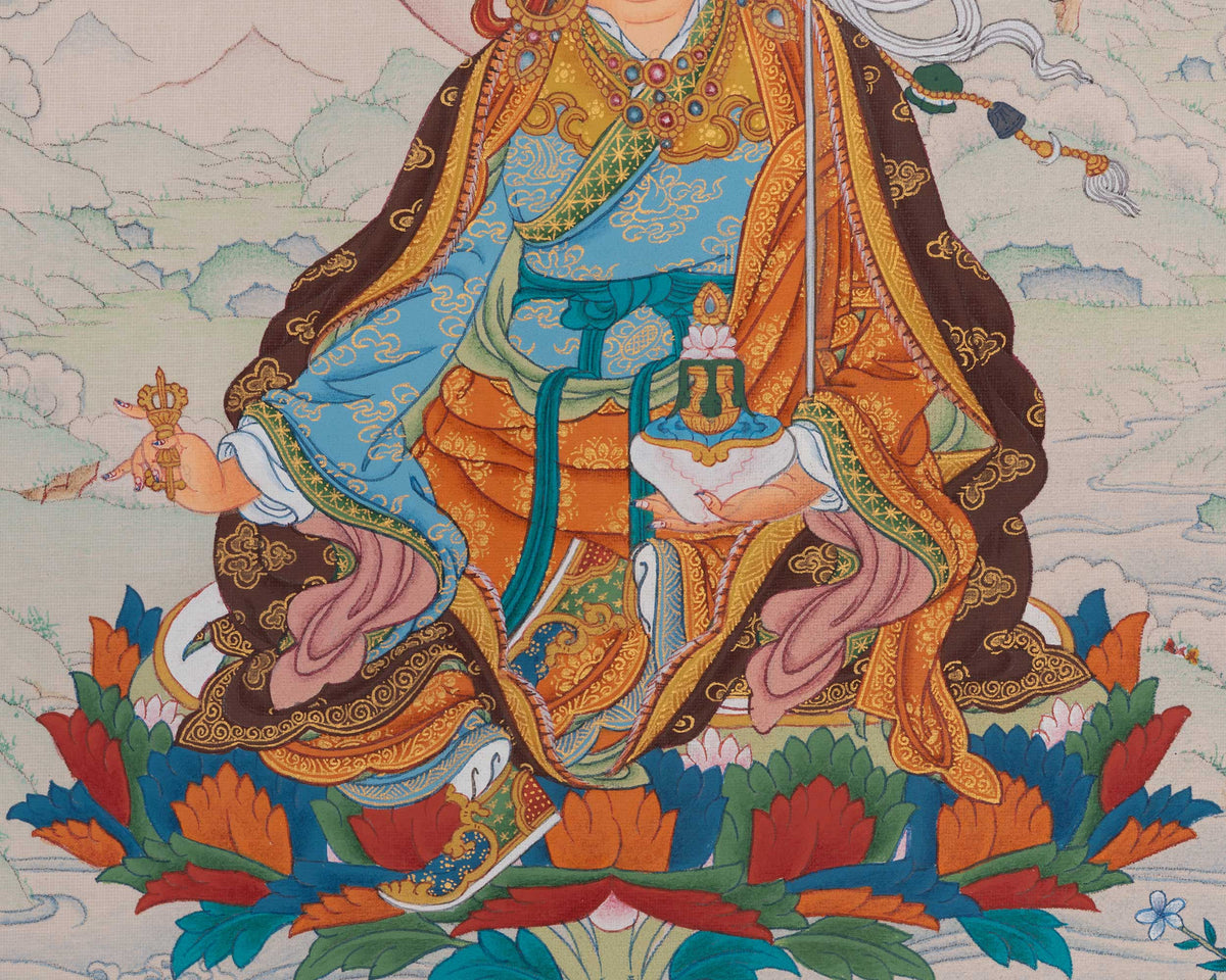 Guru Rinpoche Traditional Thangka | Lotus-Born Master of Vajrayana Buddhism