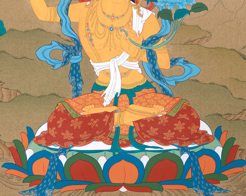 Manjushri Buddha | Handpainted Buddha Thangka Art