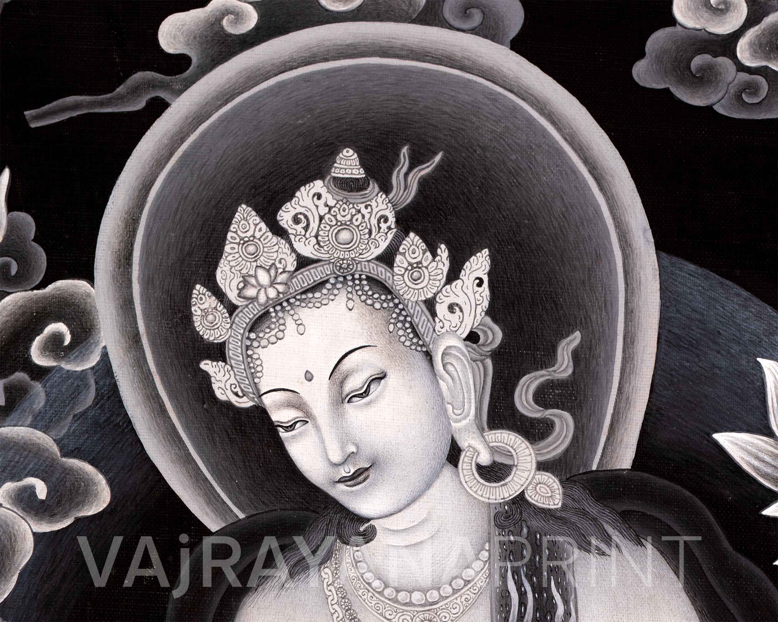 Avalokiteshvara Bodhisattva Traditional Newari Painting Print | Wall Hanging Of Chenrezig The Bodhisattva Of Compassion