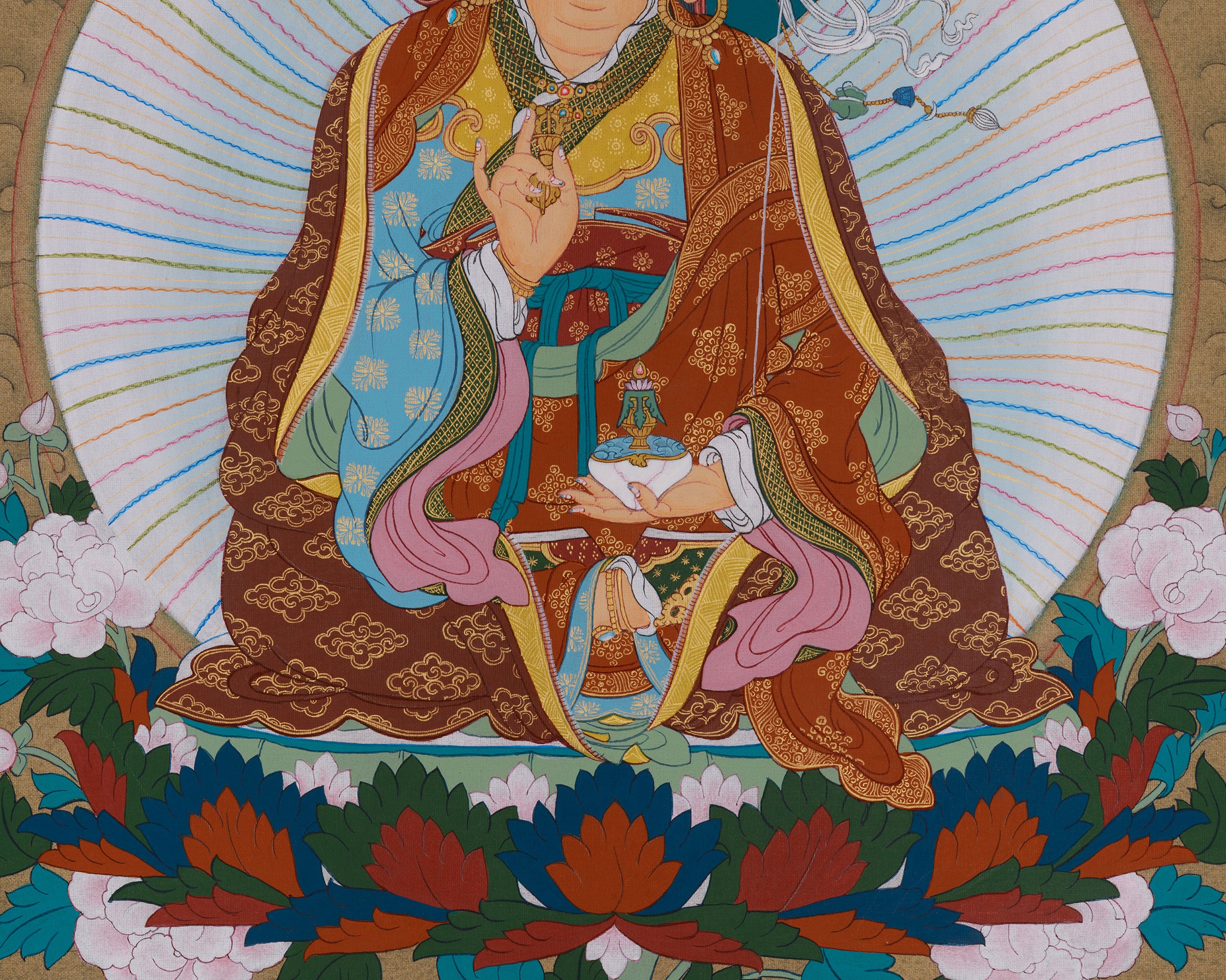 Tantric Master Guru Rinpoche Thangka | Tibetan Wisdom and Protection Art