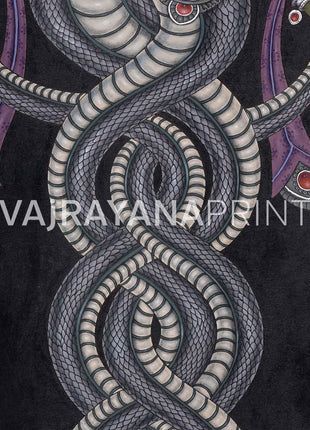 Naga Raja and Naga Rani Thangka Print | Hindu Deity Canvas Print | Traditional Wall Decor
