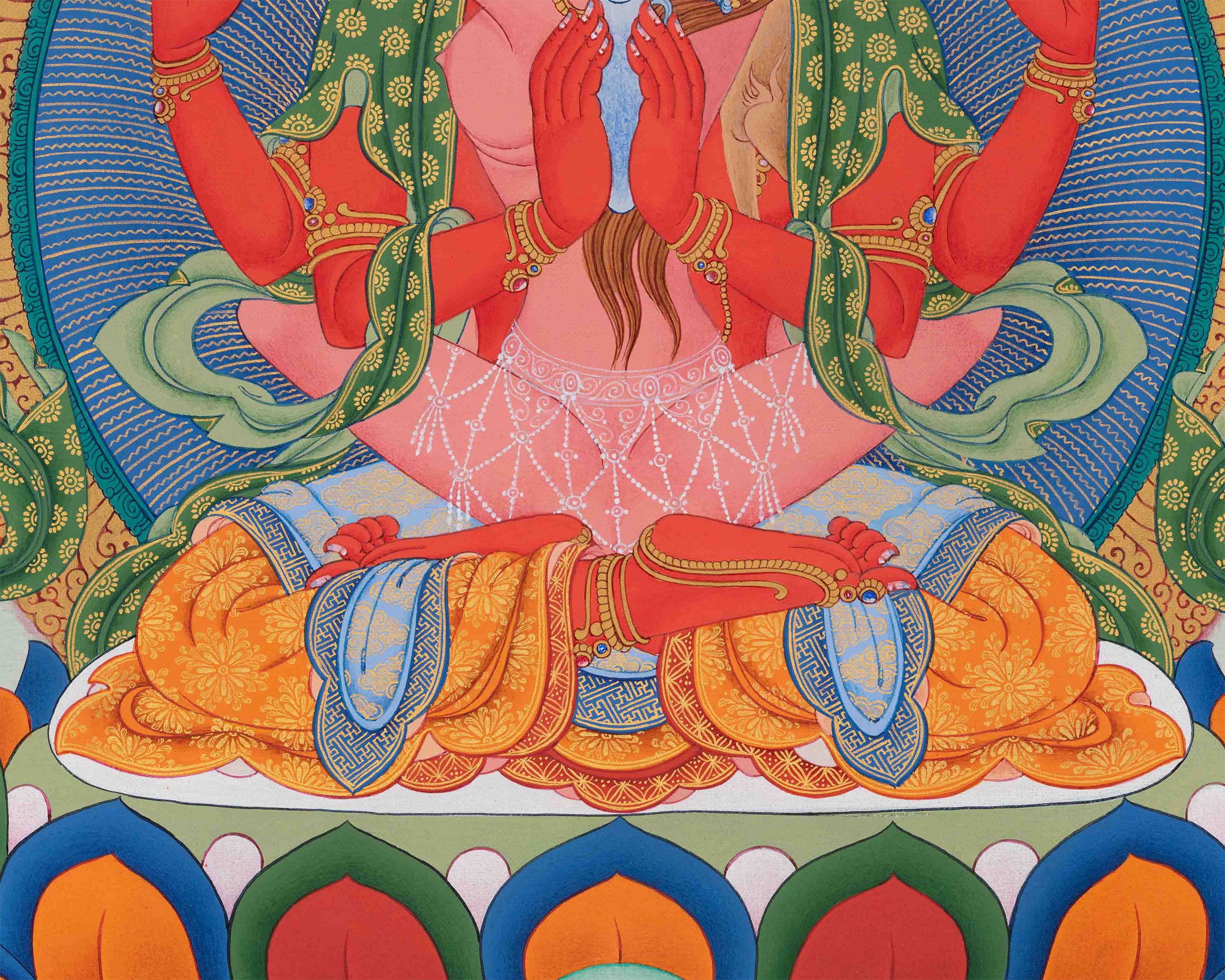 Red Chenreisg (Gyalwa Gyatso) Thangka | Manifestations of Avalokiteshvara