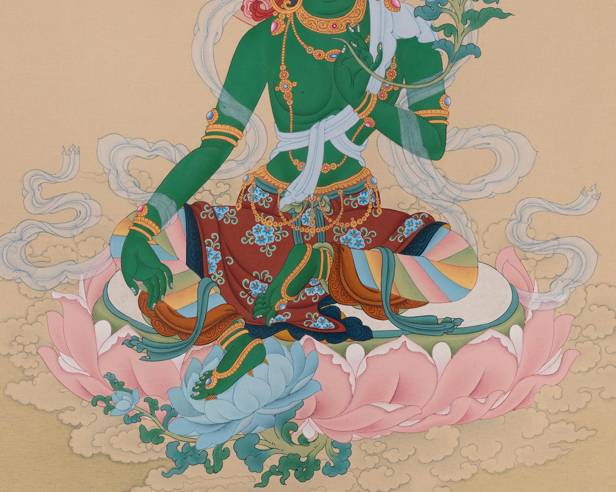 Green Tara Swift Liberator Thangka | Shyama Tara | Symbolize Compassion in Action