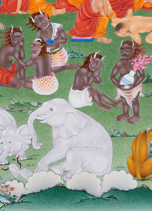 Maha Parinirvana Thangka Print – A Journey Beyond Enlightenment
