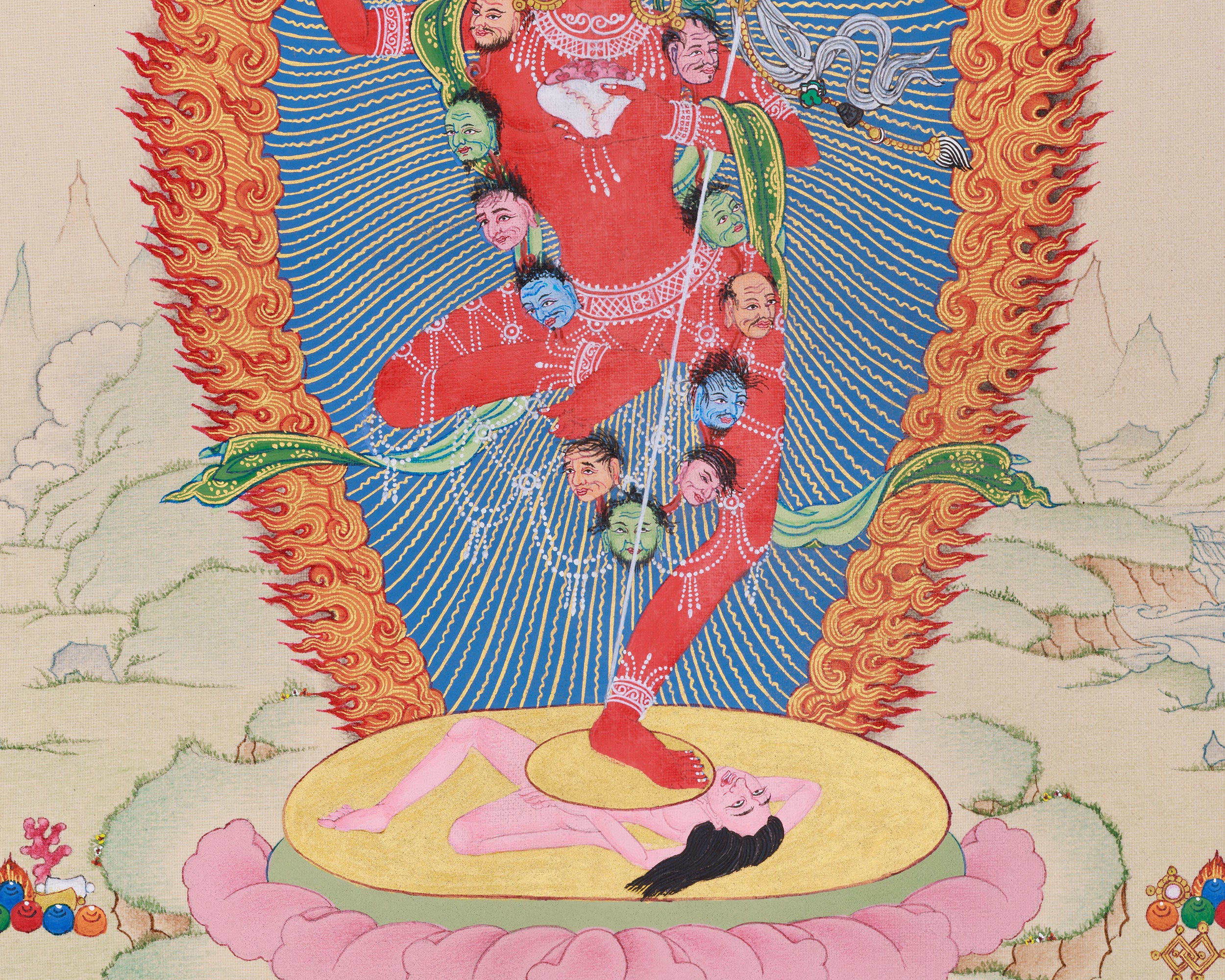 Hand-Painted Wrathful Vajravarahi Thangka | The Powerful Goddess of Transformation