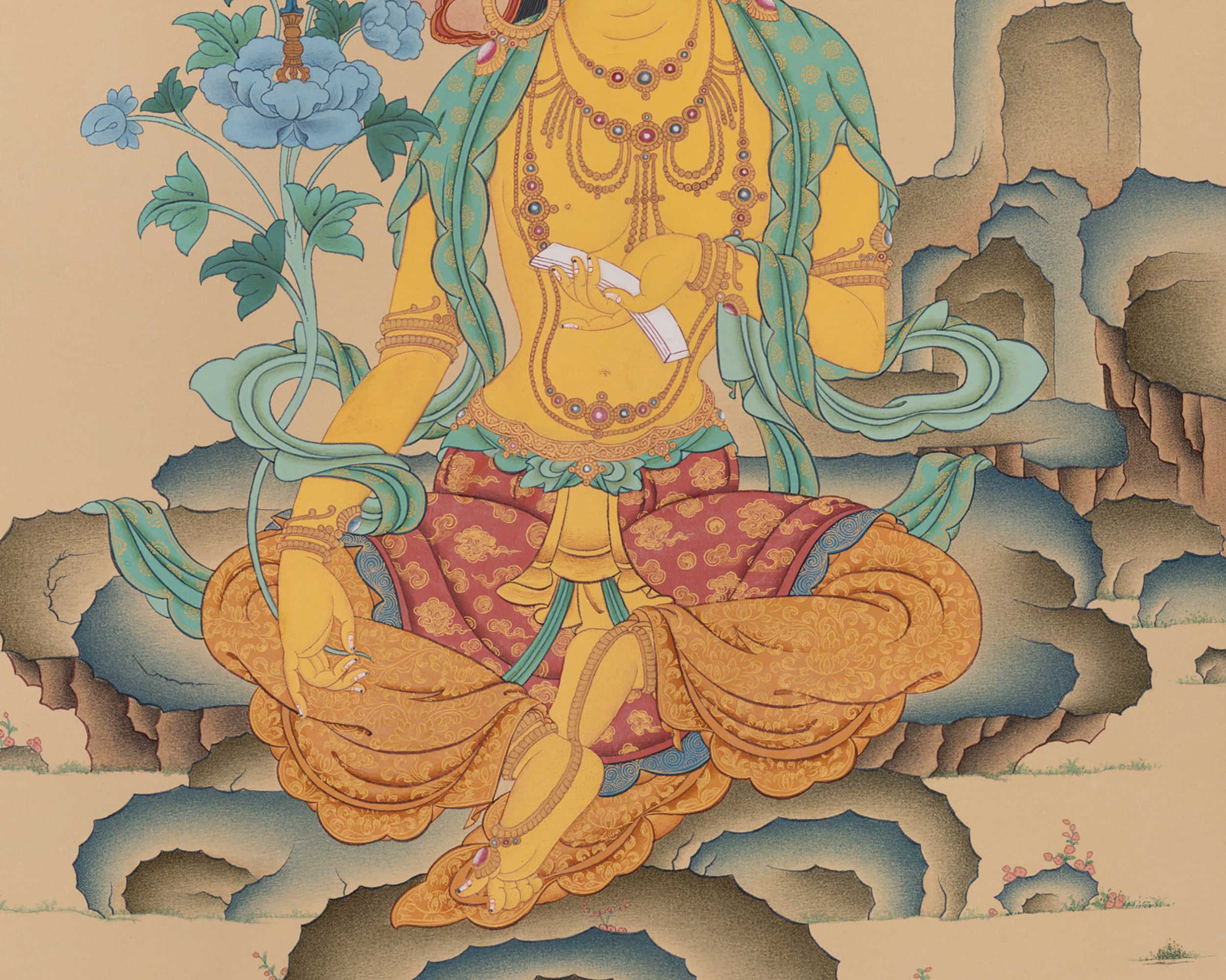 Captivating Manjushri Thangka Masterpiece for Meditation | Bodhisattva Canvas For Spiritual Practice