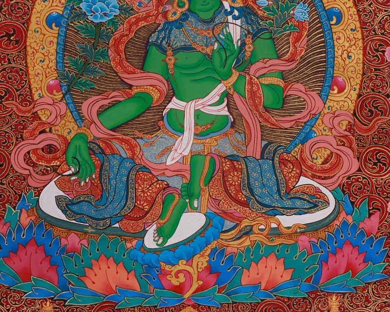 Divine 21 Taras Thangka Print | Buddhist Art of the 21 Manifestations of Tara