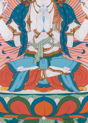 Chenresig with Vajrapani and Manjushri Thangka Print